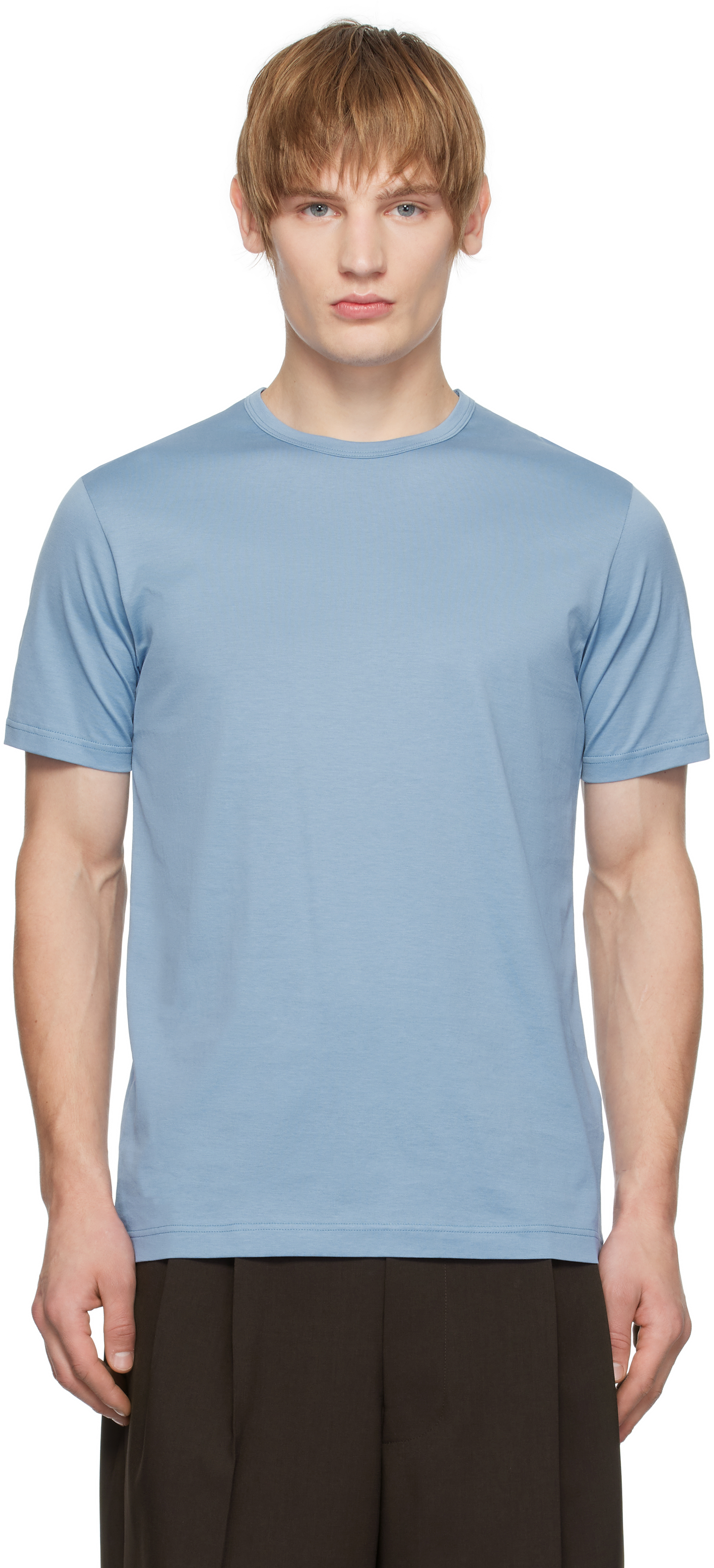 Blue Riviera Midweight T-shirt by Sunspel on Sale