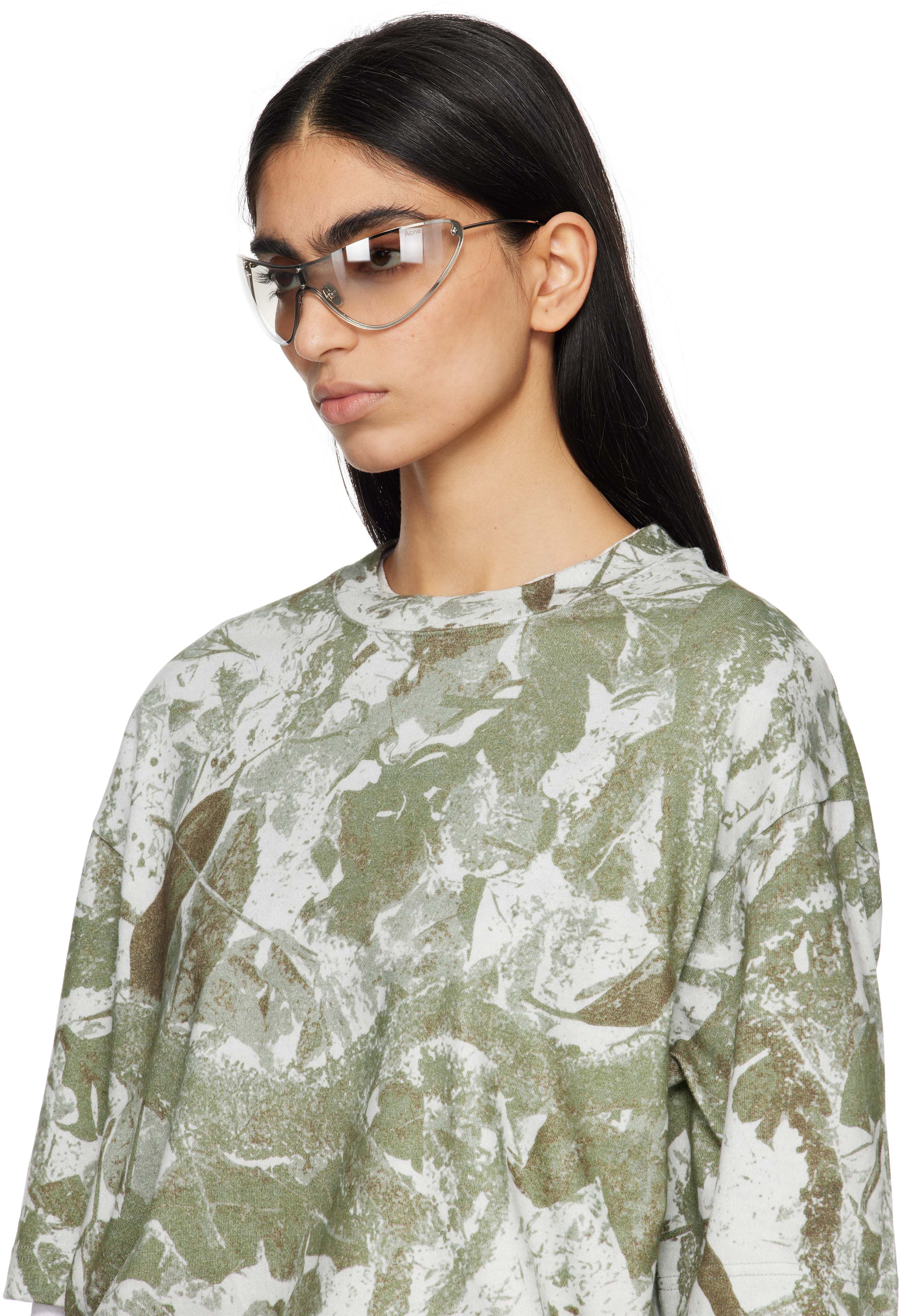 Acne Studios Silver Metal Frame Sunglasses In Cah Transparent/silv