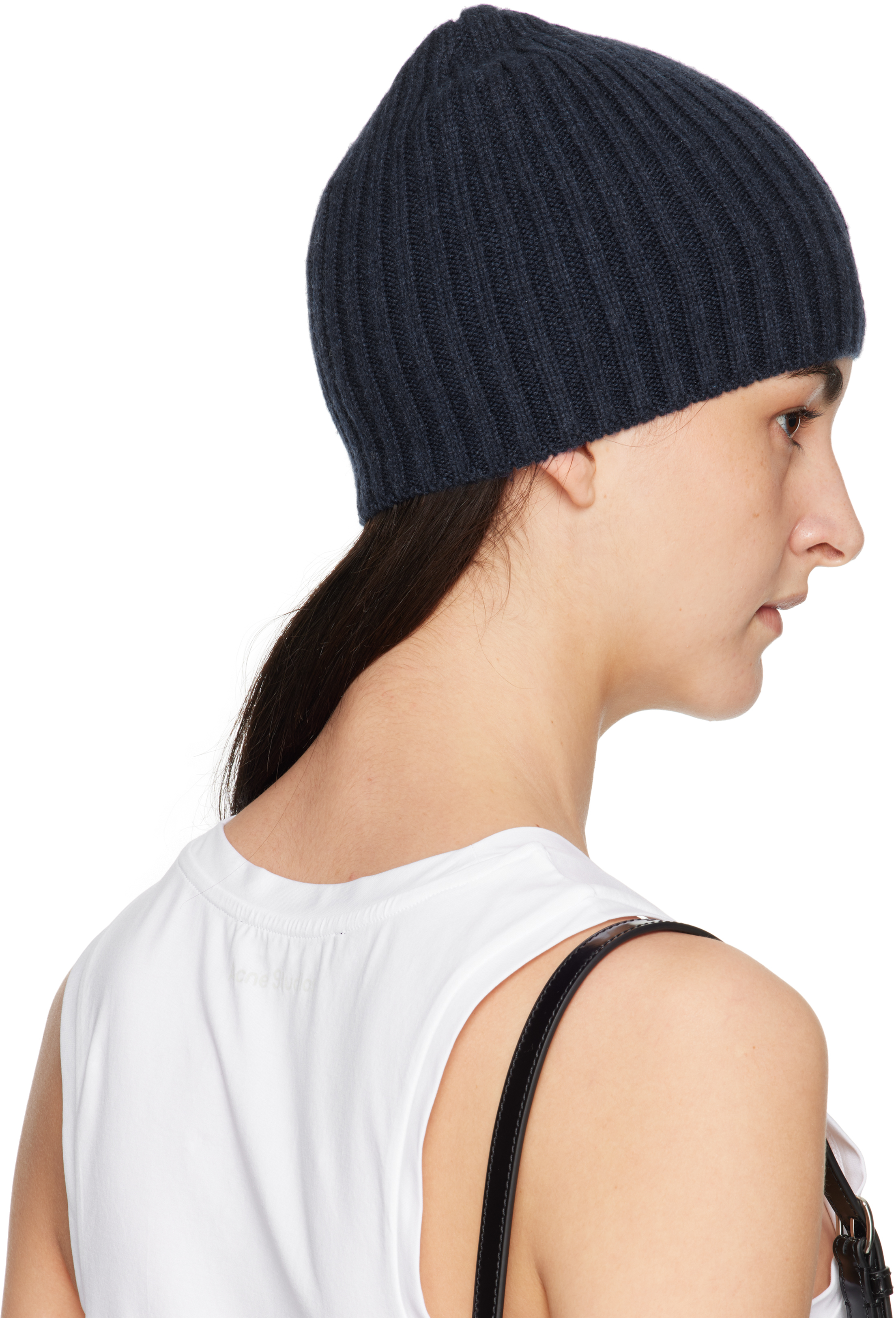 Acne Studios Navy Knitted Beanie In Ahe Navy Melange