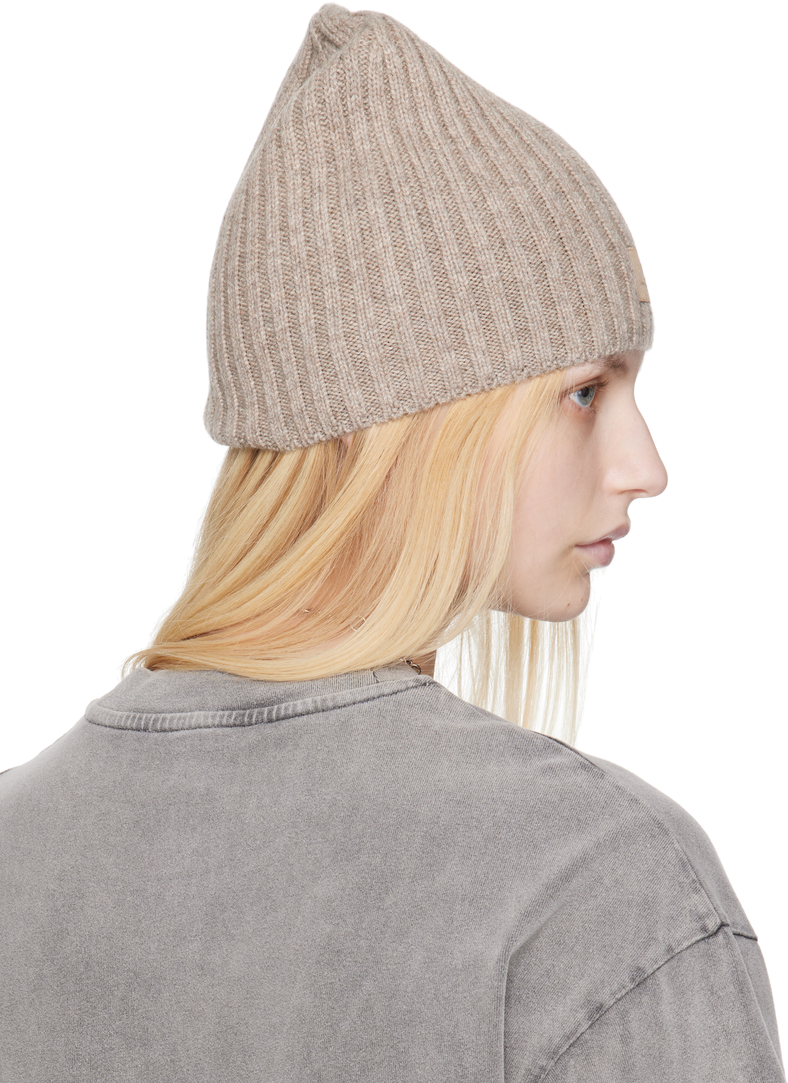 Acne Studios Gray Knitted Beanie In Drn Greige Melange