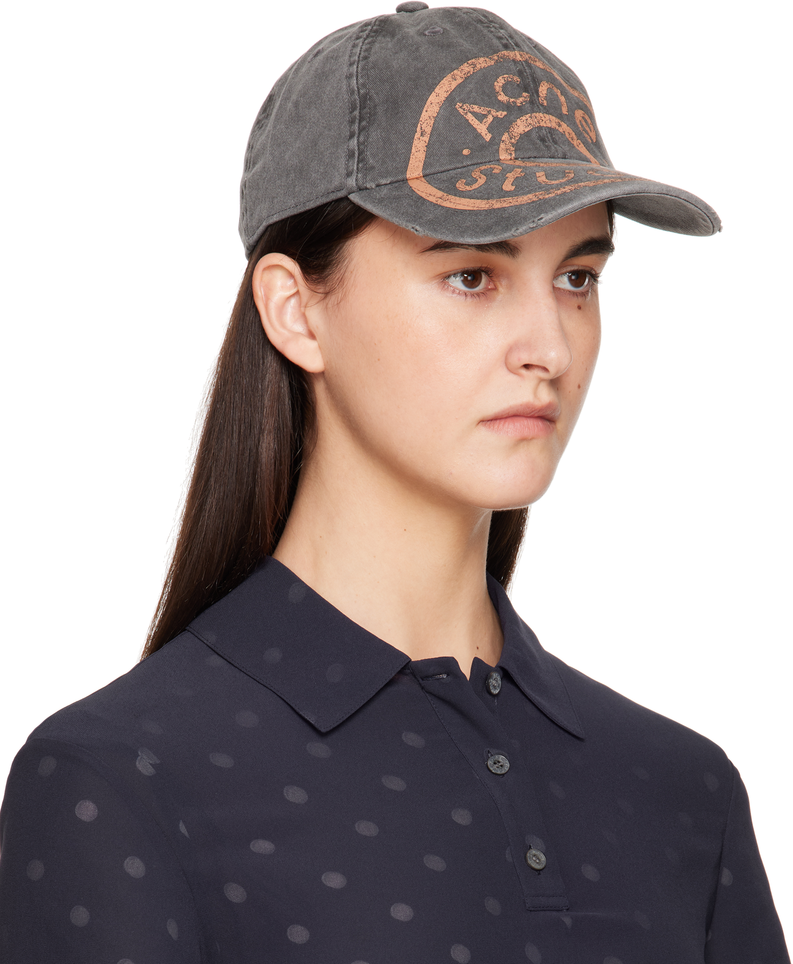Acne Studios Black Printed Logo Cap In 900 Black