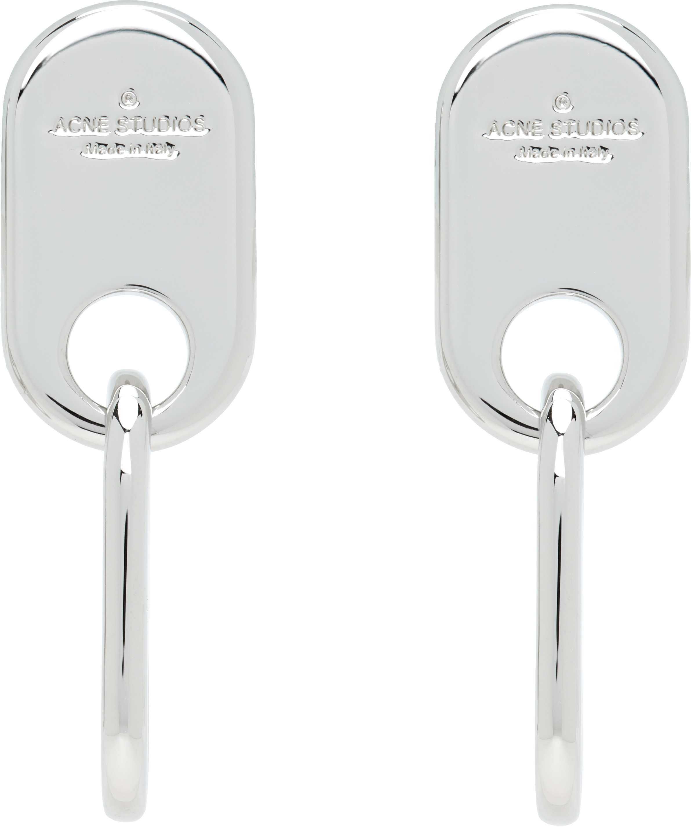 ACNE STUDIOS SILVER CHAIN LOCK EARRINGS
