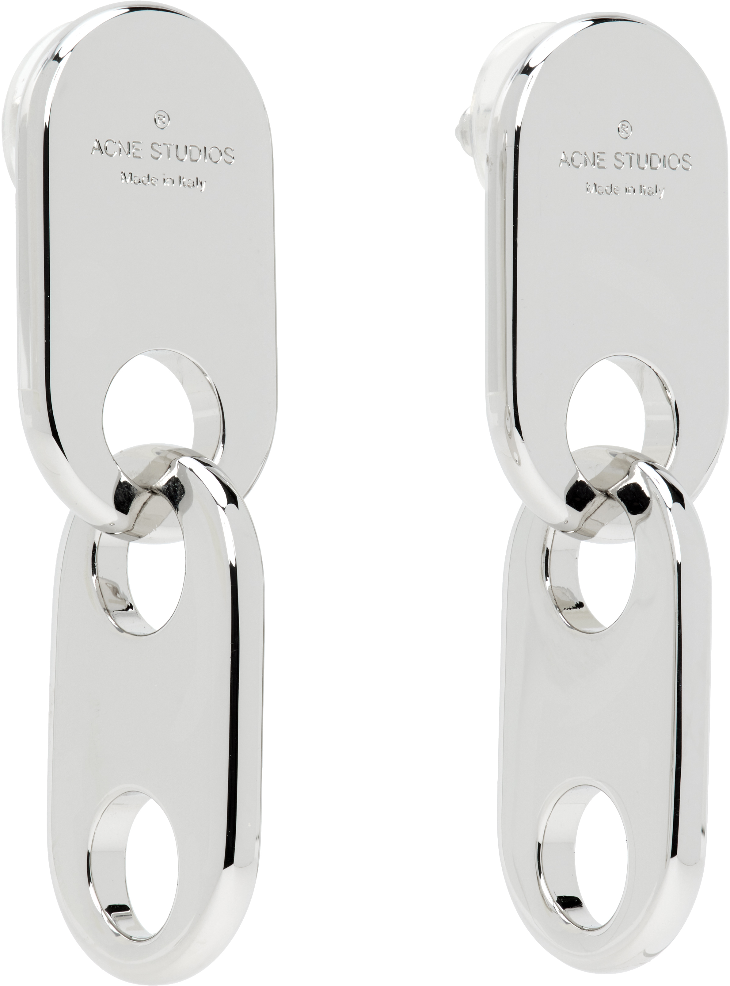 ACNE STUDIOS SILVER CHAIN LOCK EARRINGS