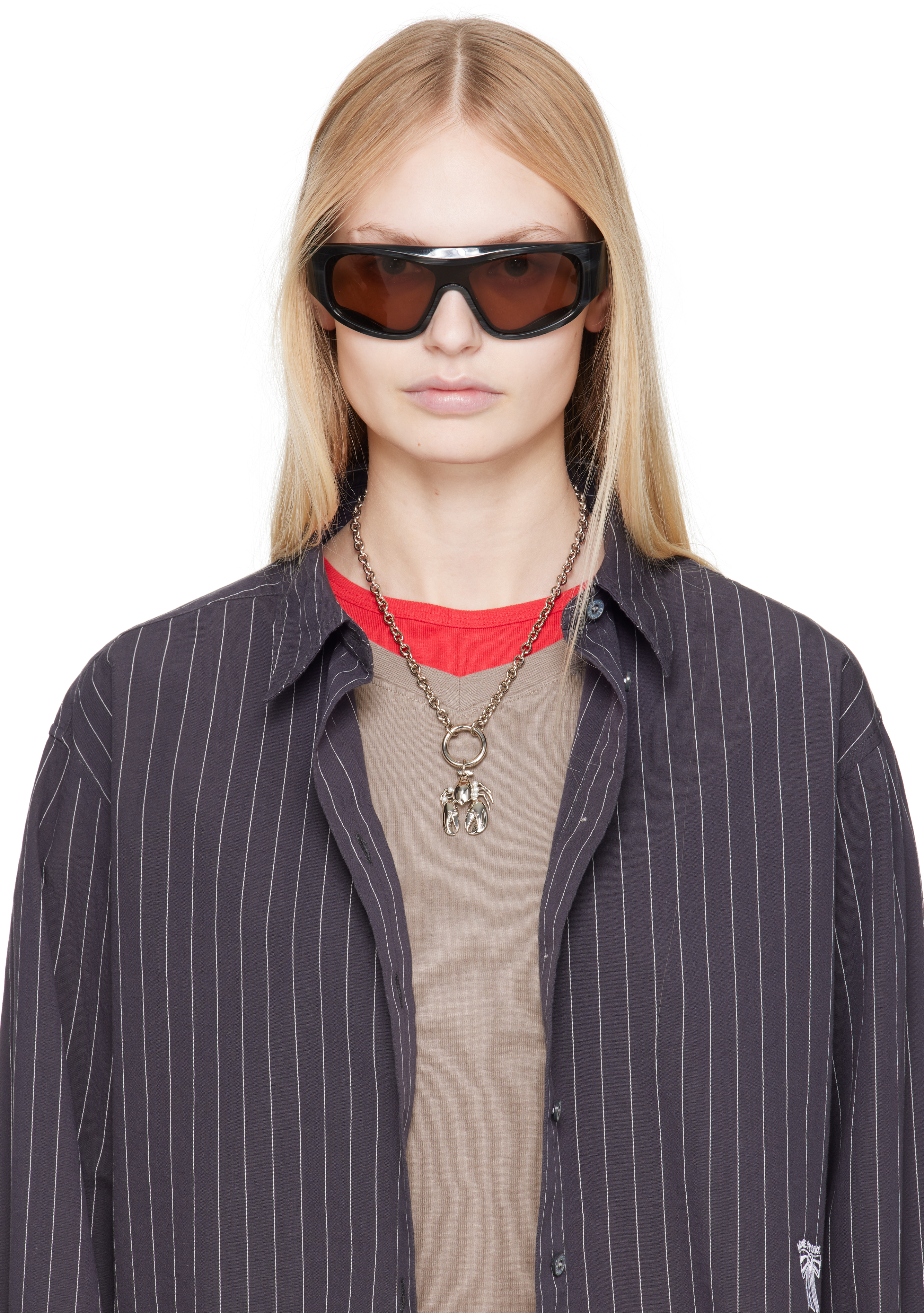 Acne Studios Lobster Necklace In Aae Silver