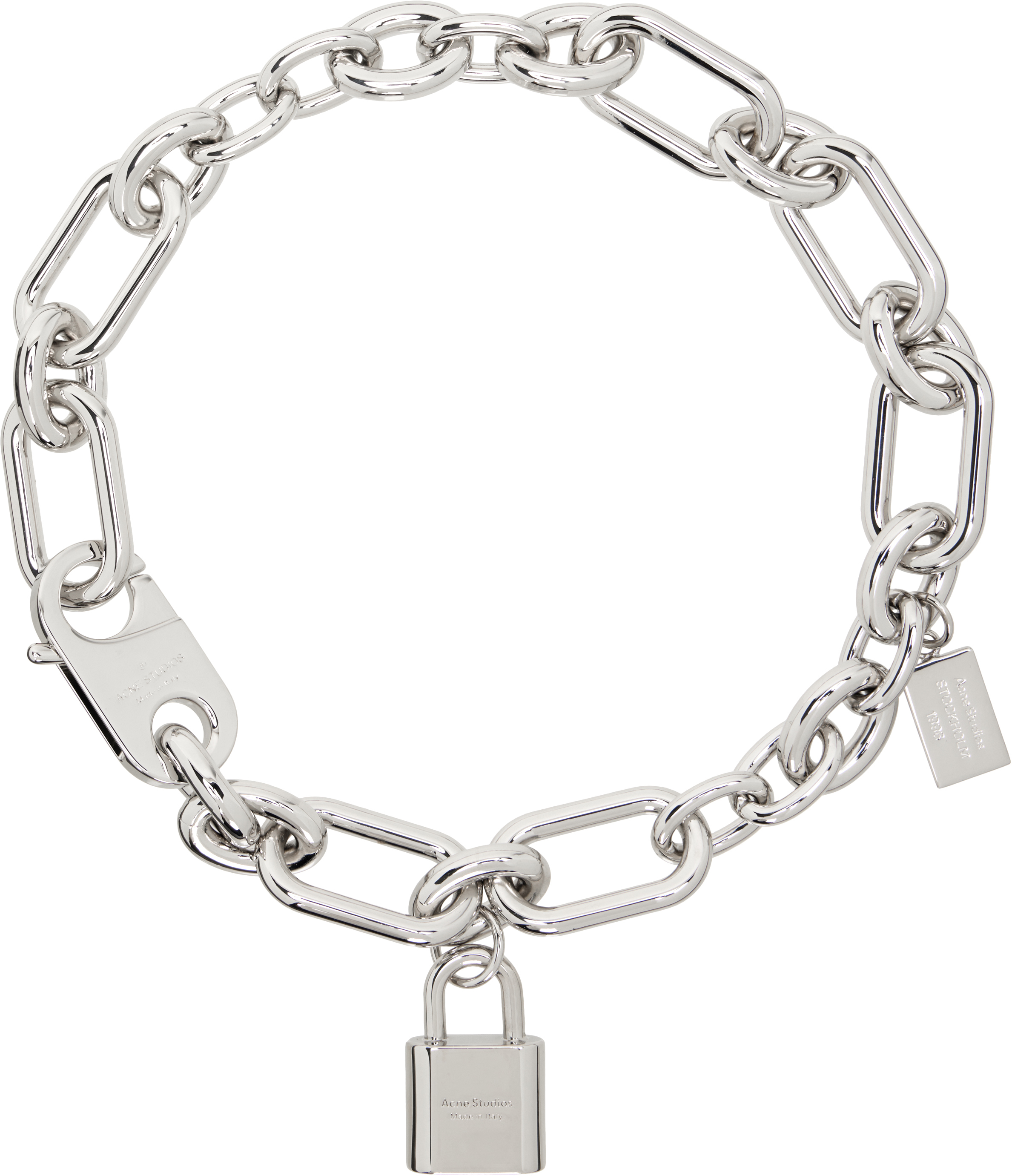 Shop Acne Studios Silver Padlock Chain Necklace In Aae Silver