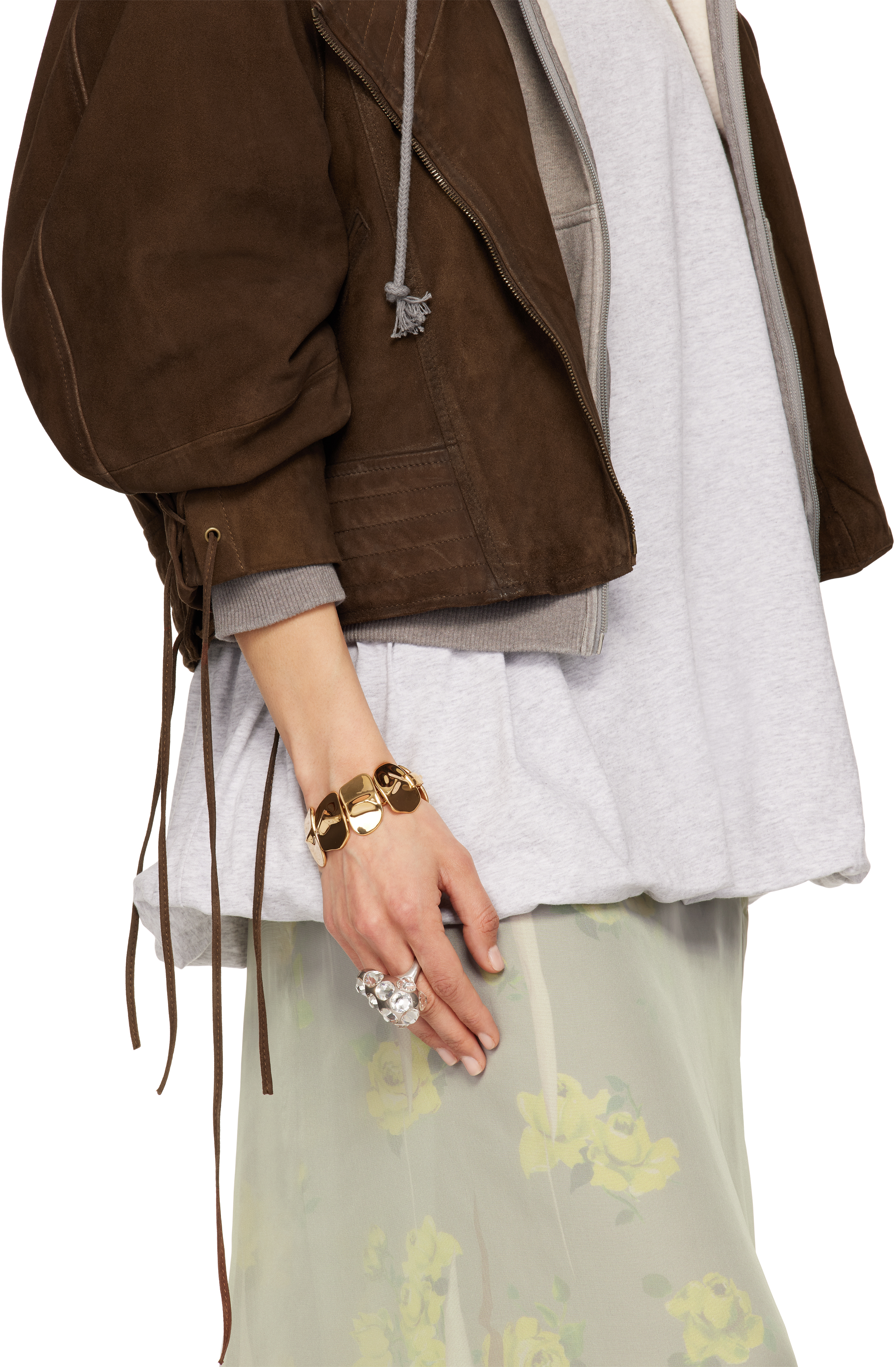 Acne Studios Silver Crystal Drop Ring In Awn Silver/transpare