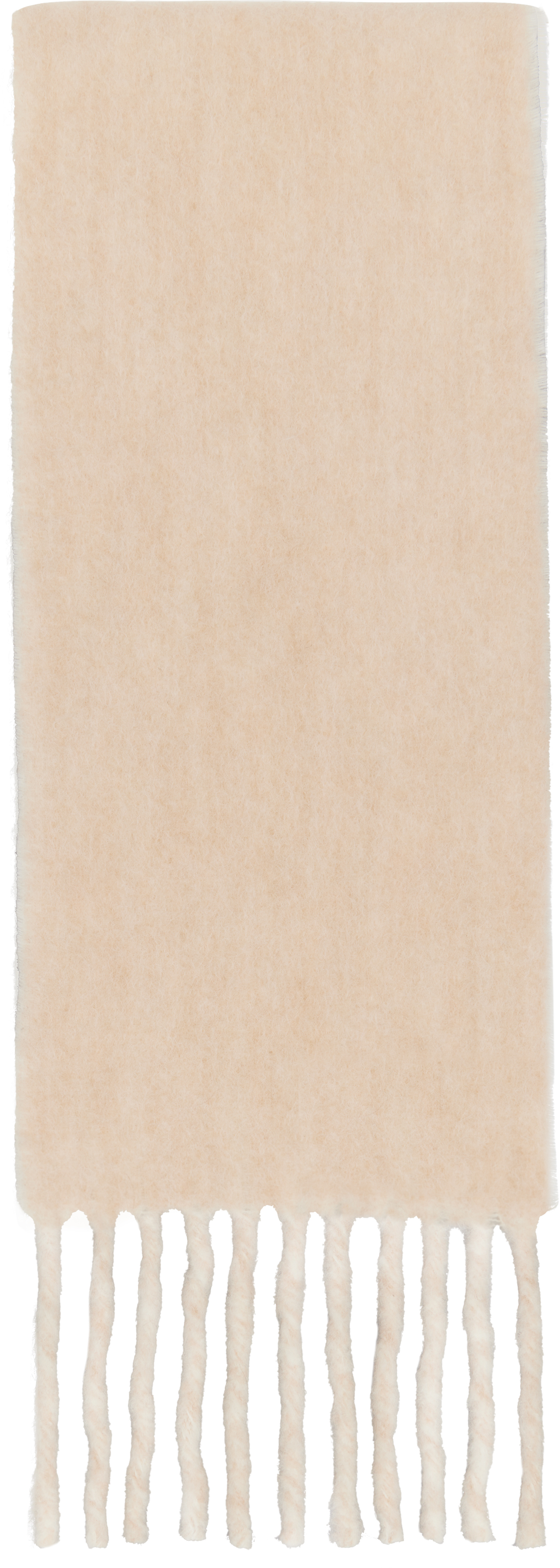 Shop Acne Studios Off-white & Beige Fringed Logo Label Scarf In Ays White/beige