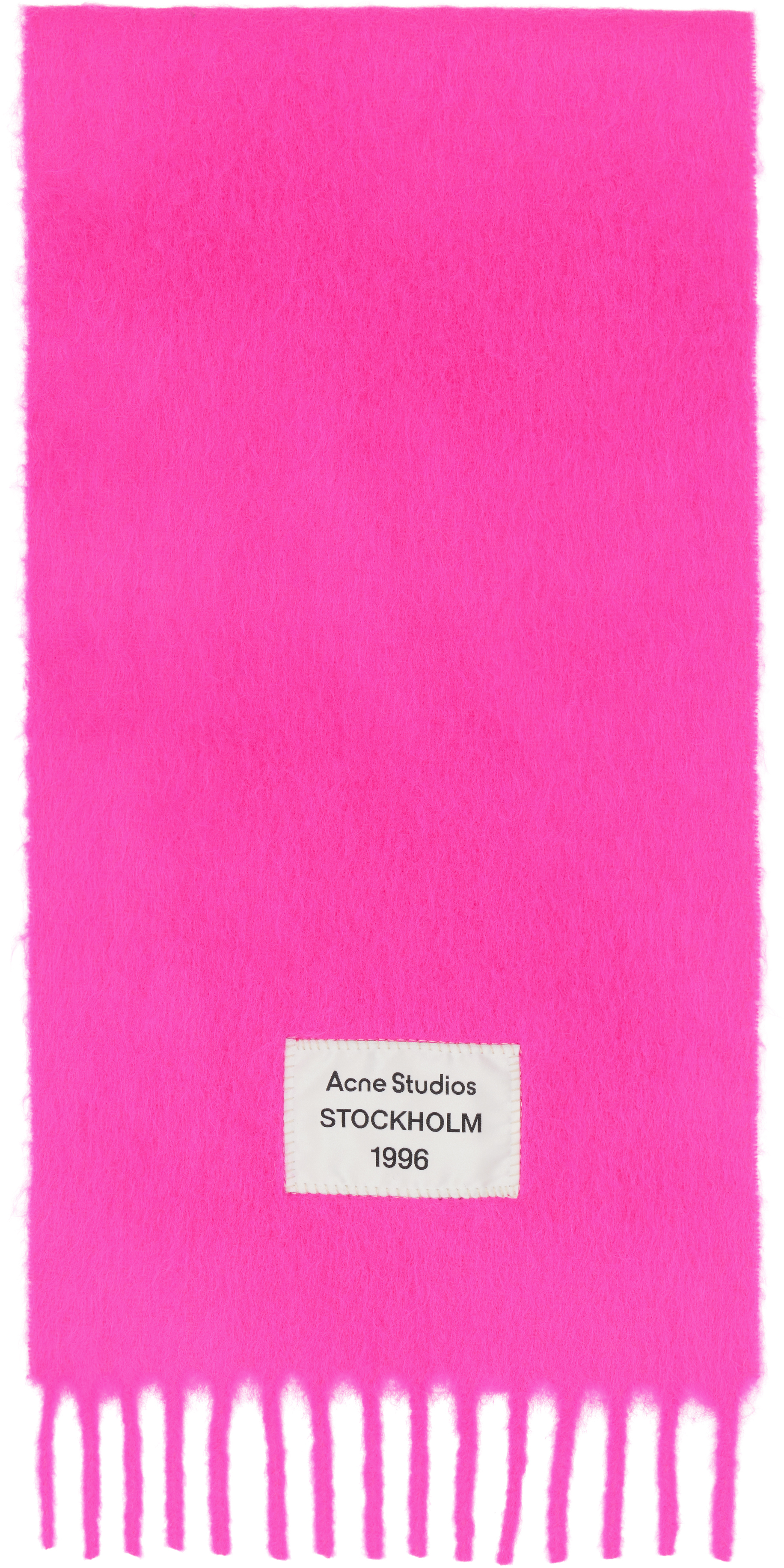 Shop Acne Studios Pink Fringe Alpaca Scarf In Act Fuchsia Pink