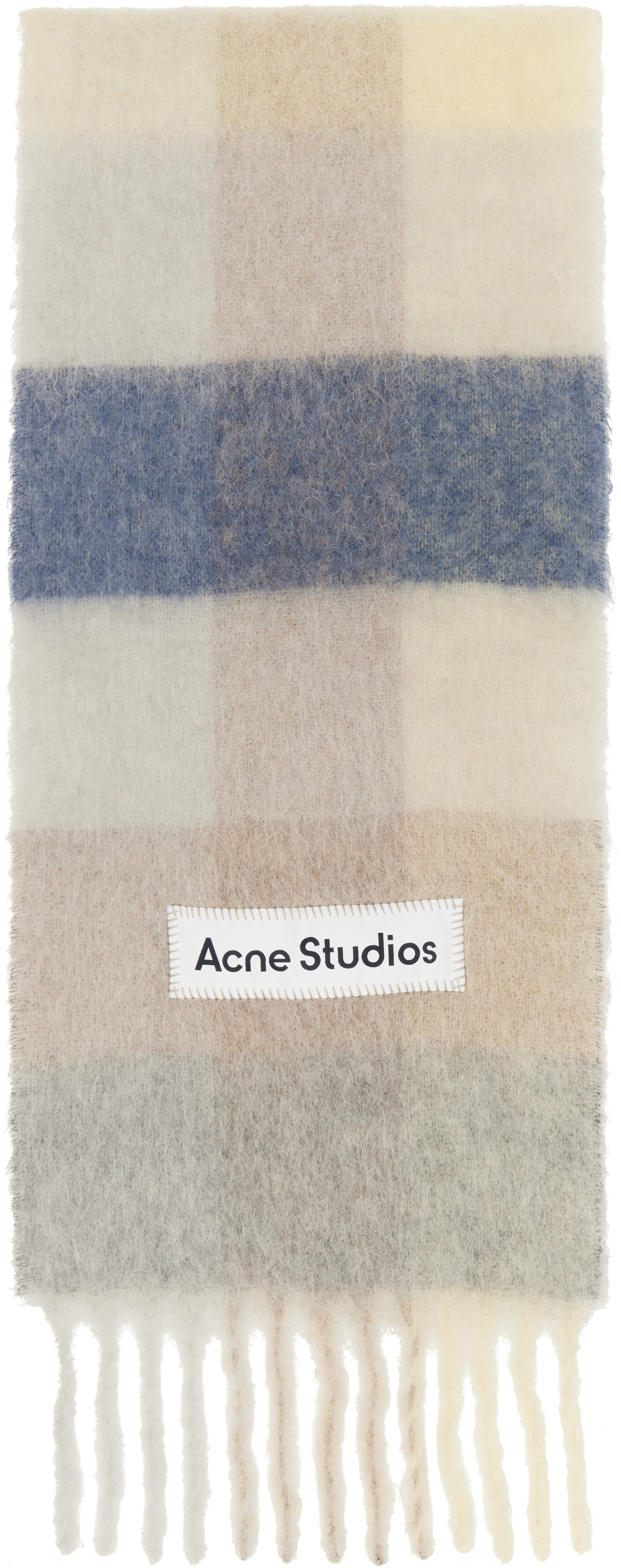 Shop Acne Studios Purple & Off-white Mohair Checked Scarf In Dl6 Vanilla/beige/la