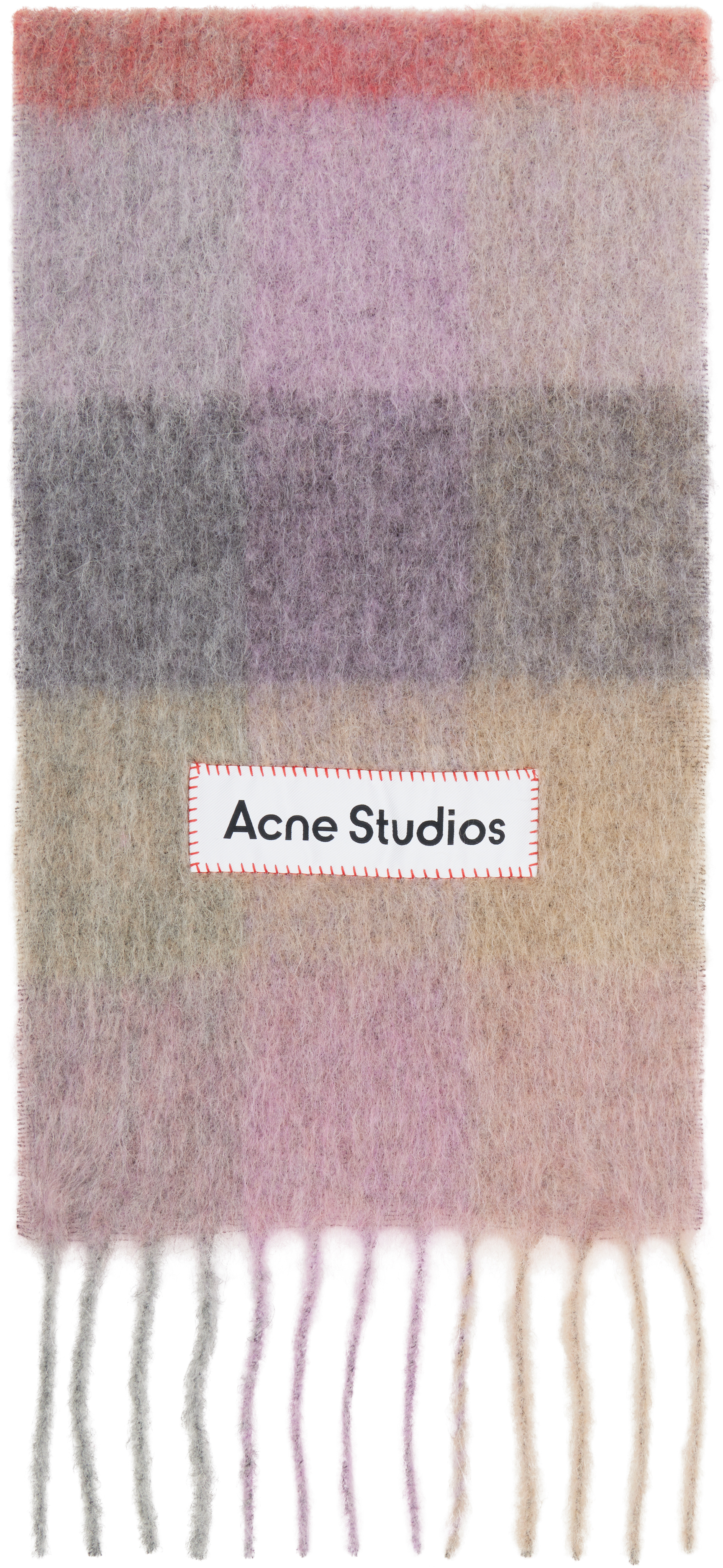 【Acne Studios】Mohair Check Scarf Fuchsia Lilac Pink/追跡付 Acne Studios - Mohair checked scarf - Fuchsia/lilac/pink