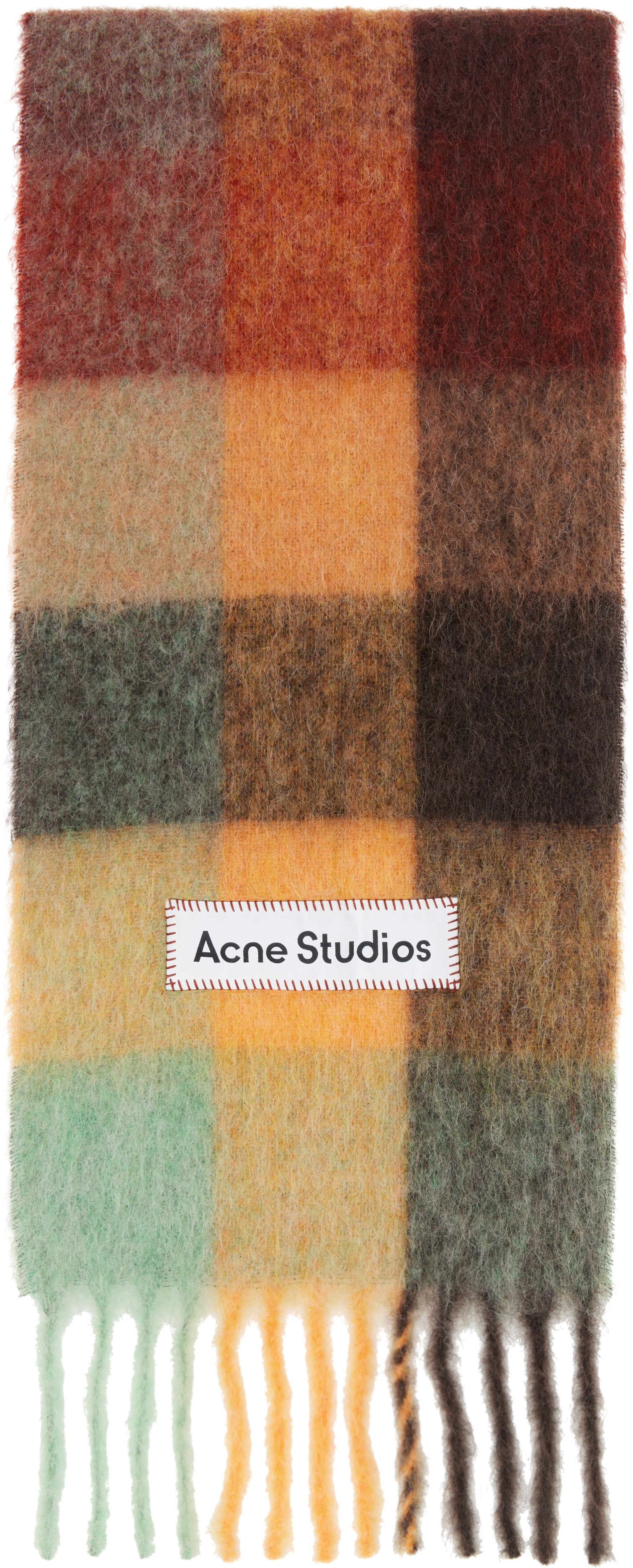 Shop Acne Studios Brown & Yellow Mohair Checked Scarf In Bo9 Chestnut Brown/y