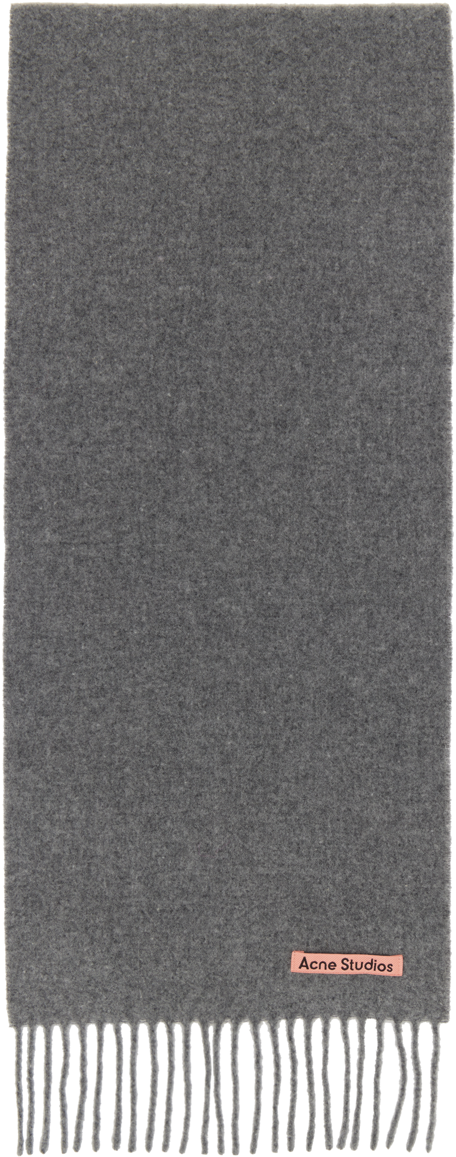 Acne Studios: グレー スキニー フリンジ ウール マフラー
