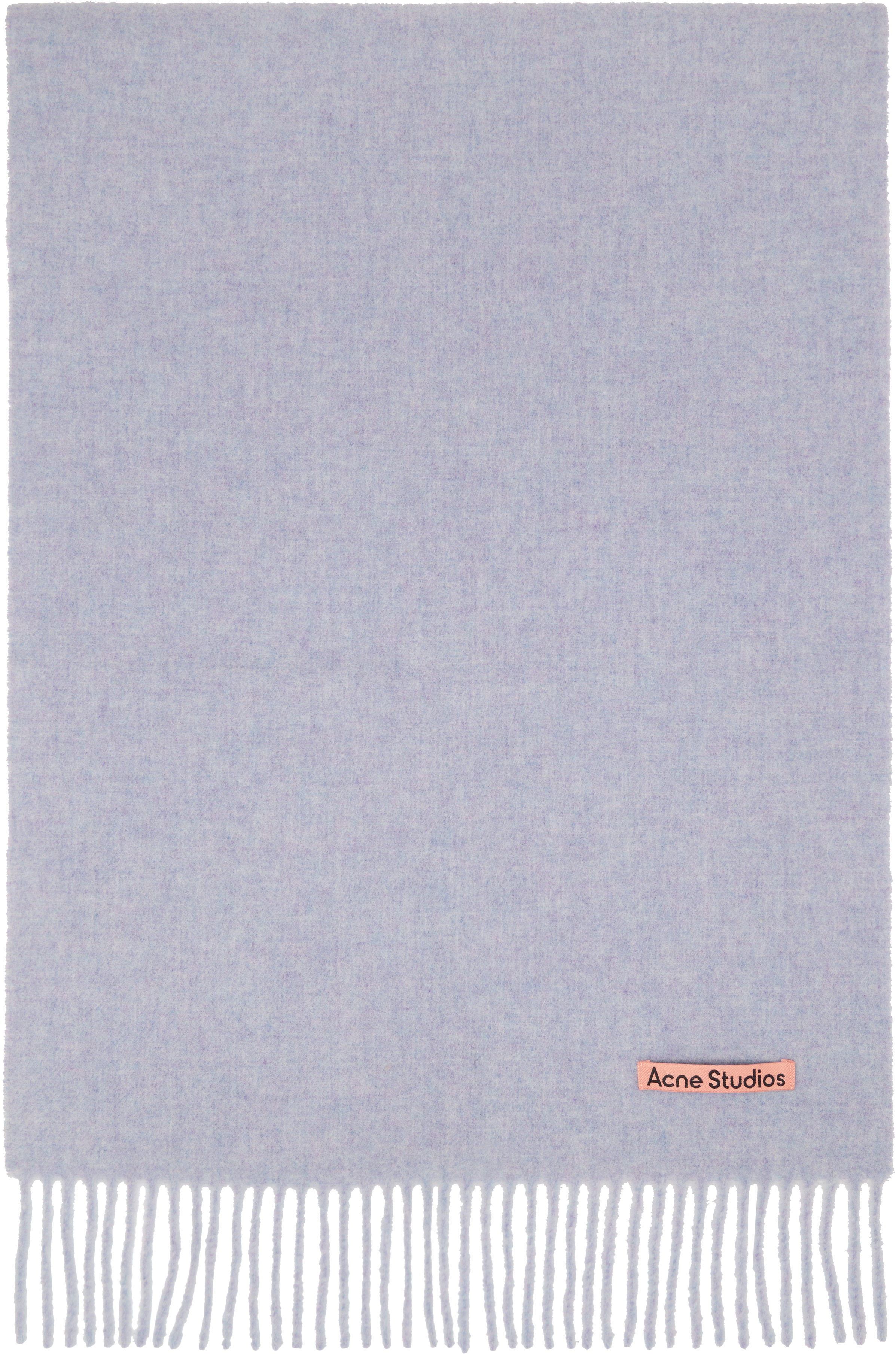Shop Acne Studios Blue Fringe Wool Narrow Scarf In Dgt Powder Blue Méla