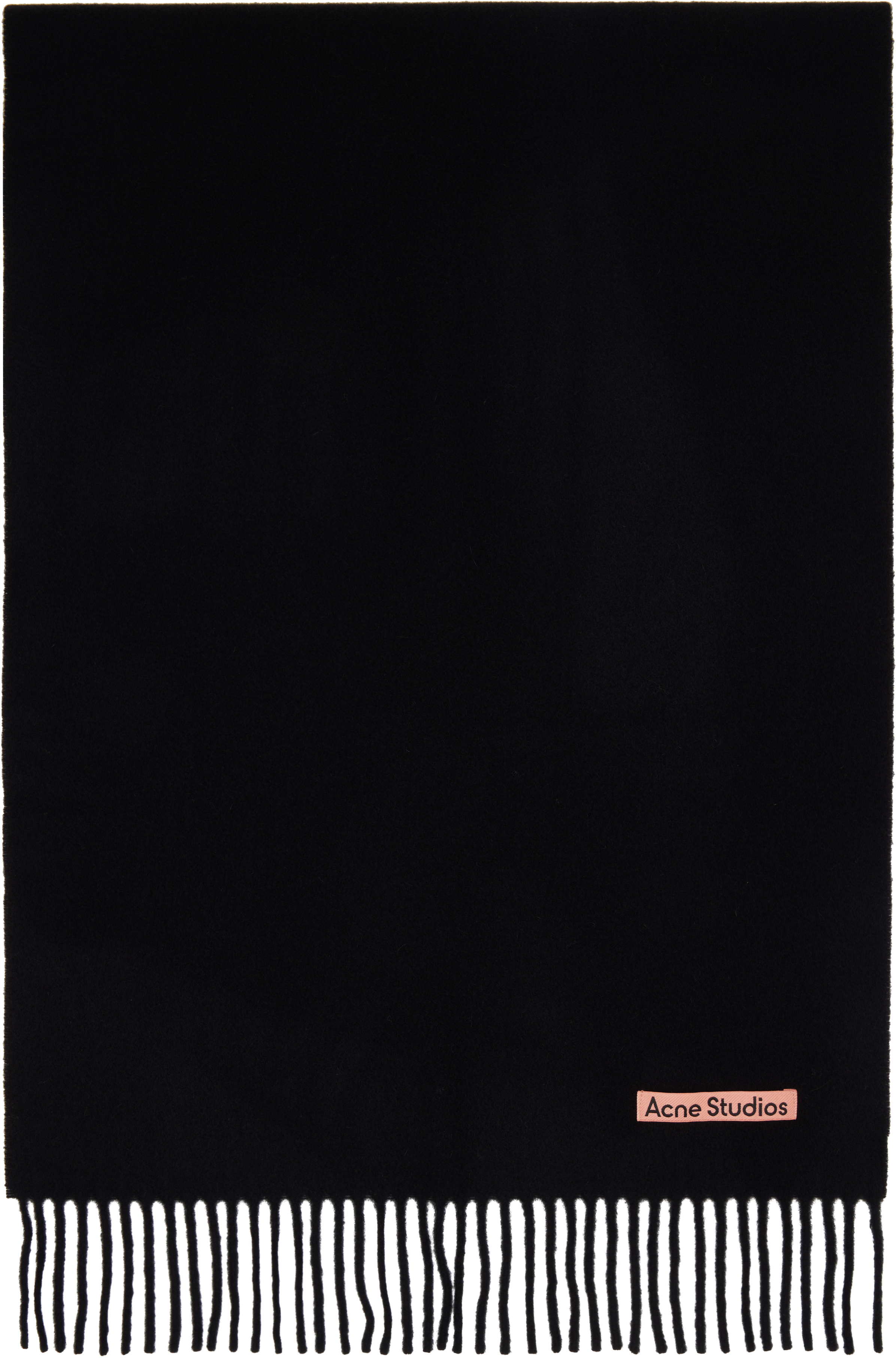 Shop Acne Studios Black Fringe Wool Narrow Scarf In 900 Black