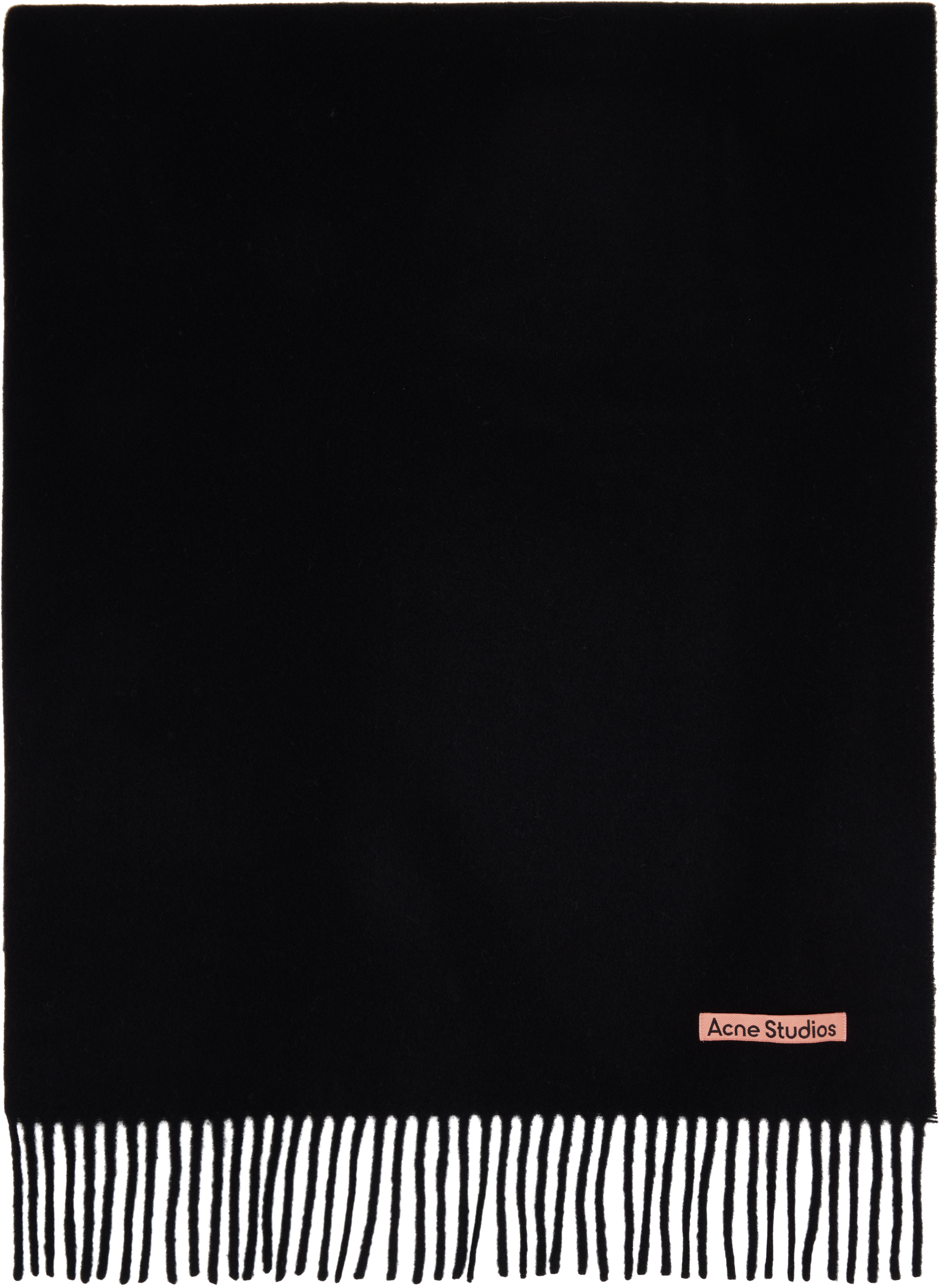 Shop Acne Studios Black Fringe Wool Oversized Scarf In 900 Black