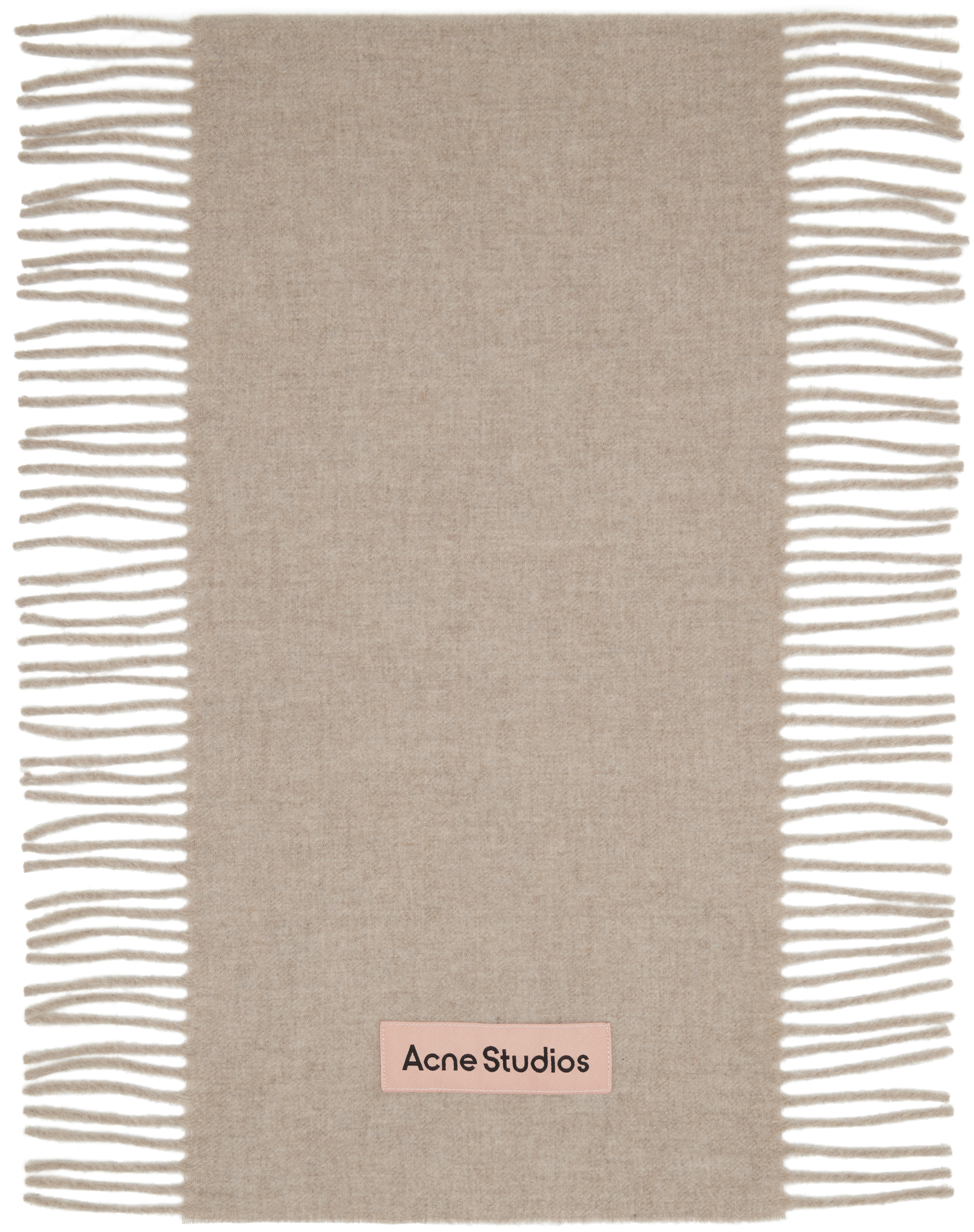 Acne Studios Beige Fringe Wool Scarf In 633 Oatmeal Melange