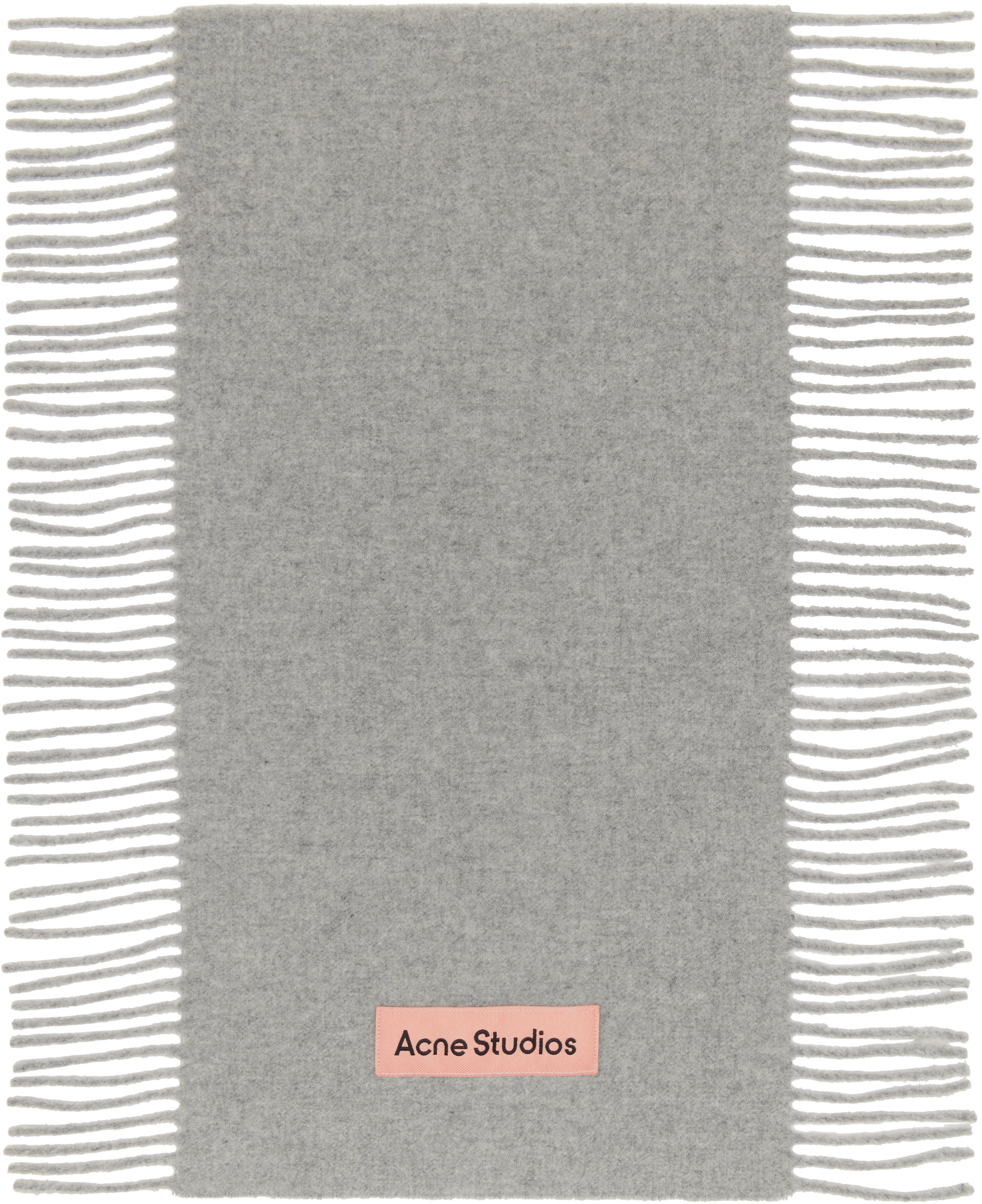 Acne Studios Gray Fringe Wool Scarf In Pink