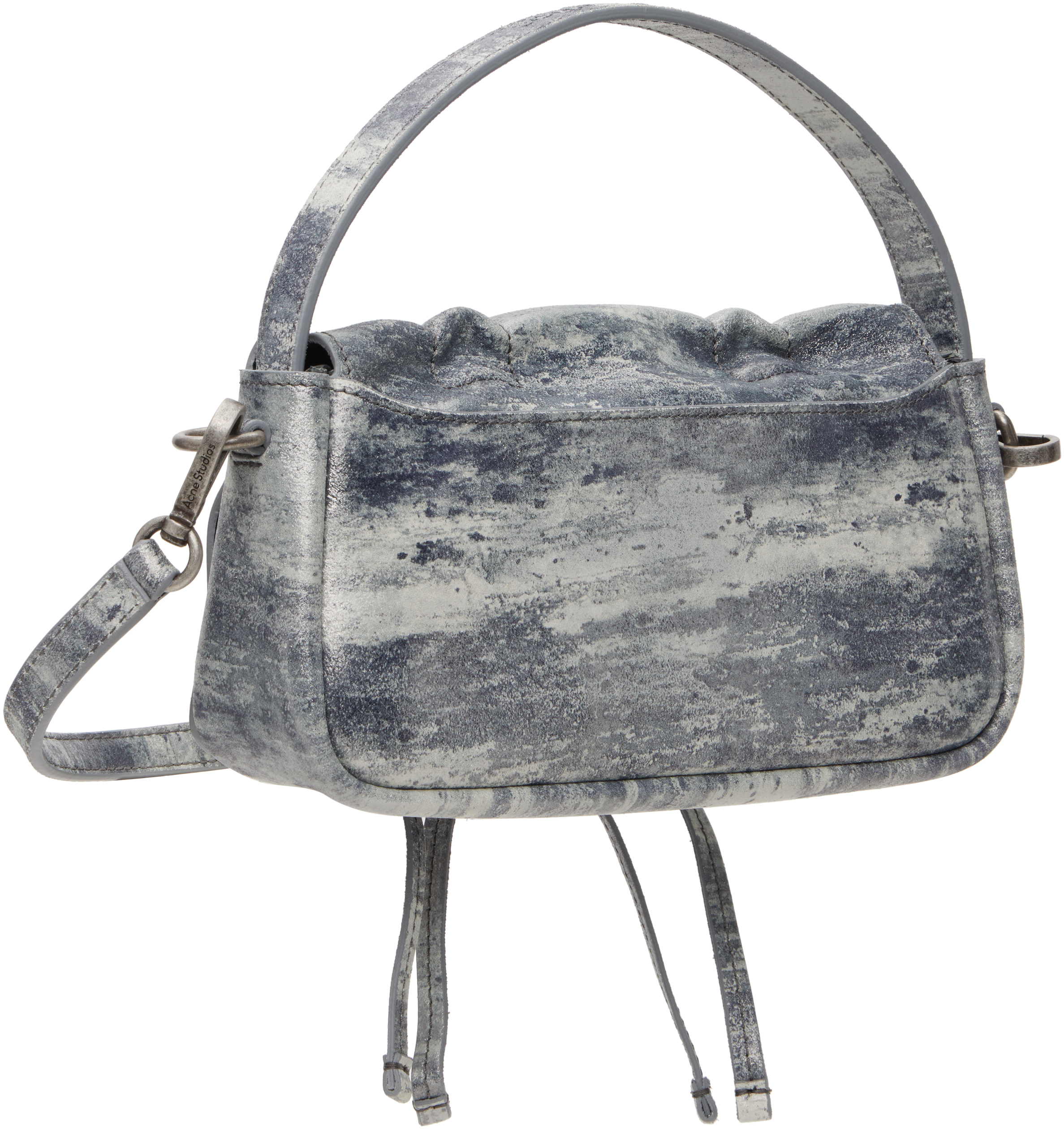 Acne Studios Mini Multipocket Metallic-suede Top Handle Bag In 902 Grey