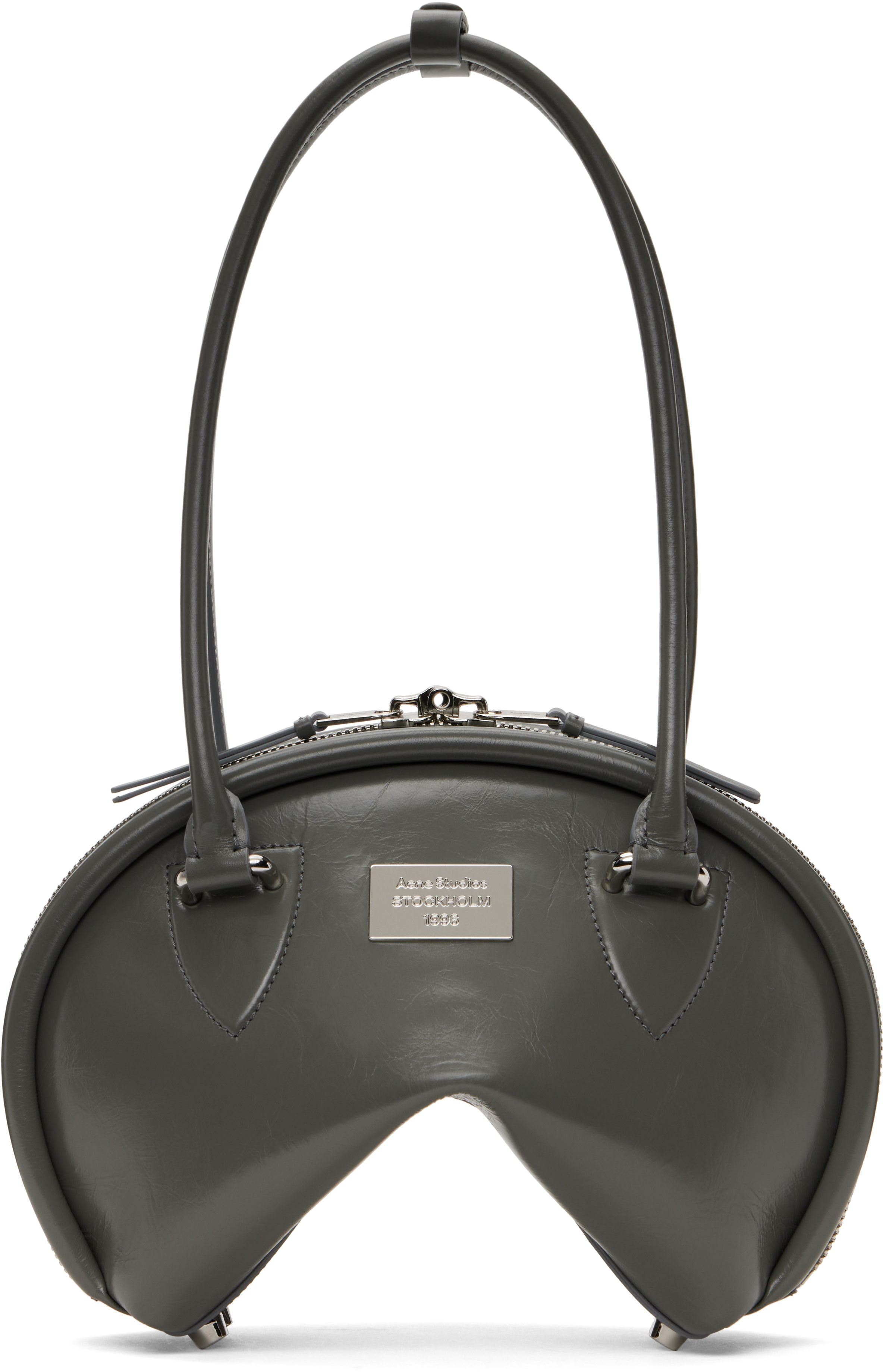 Acne Studios Gray Bowlina Mini Shoulder Bag In Z79 Charcoal Grey