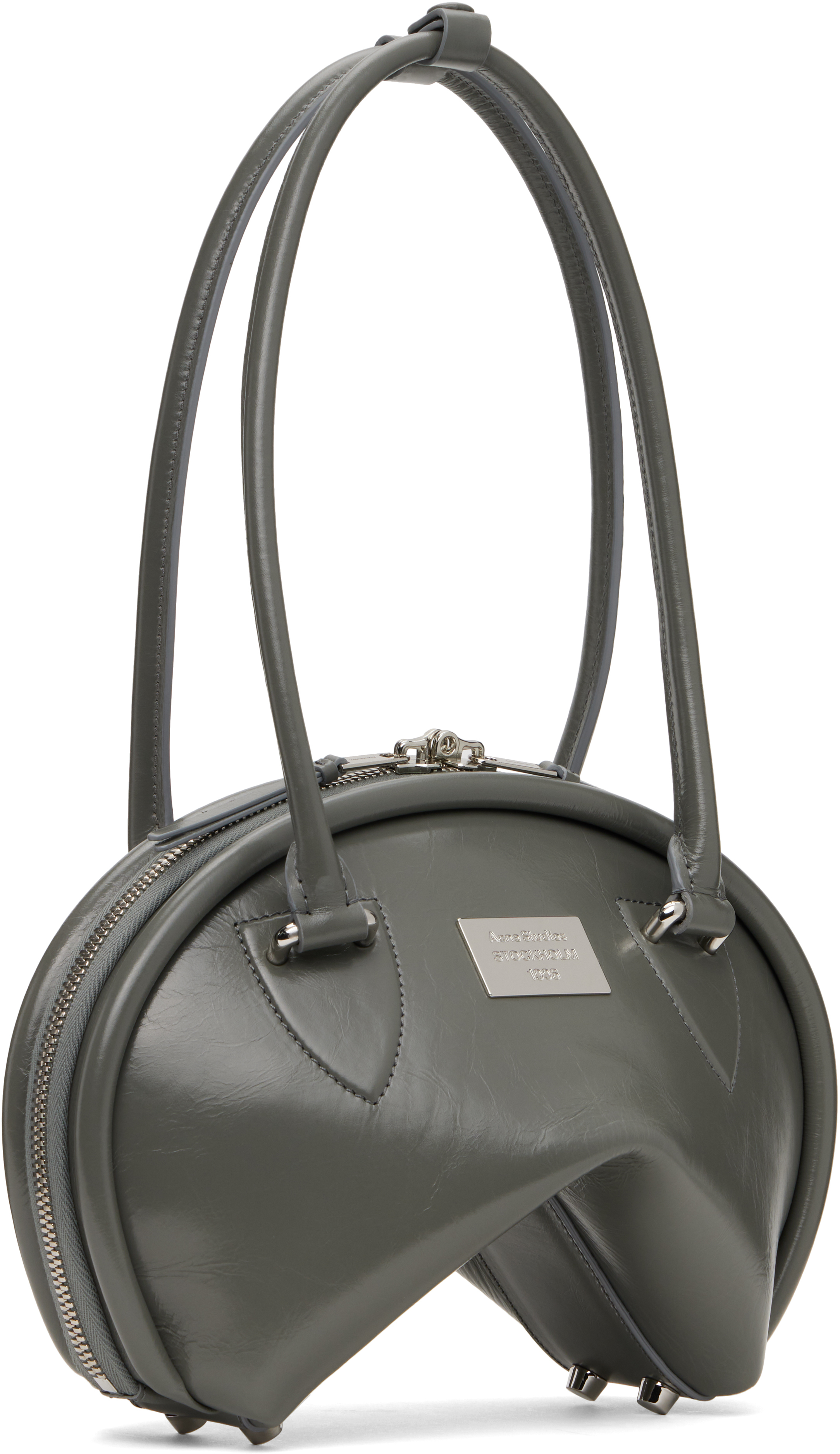 Acne Studios Gray Bowlina Mini Shoulder Bag In Z79 Charcoal Grey