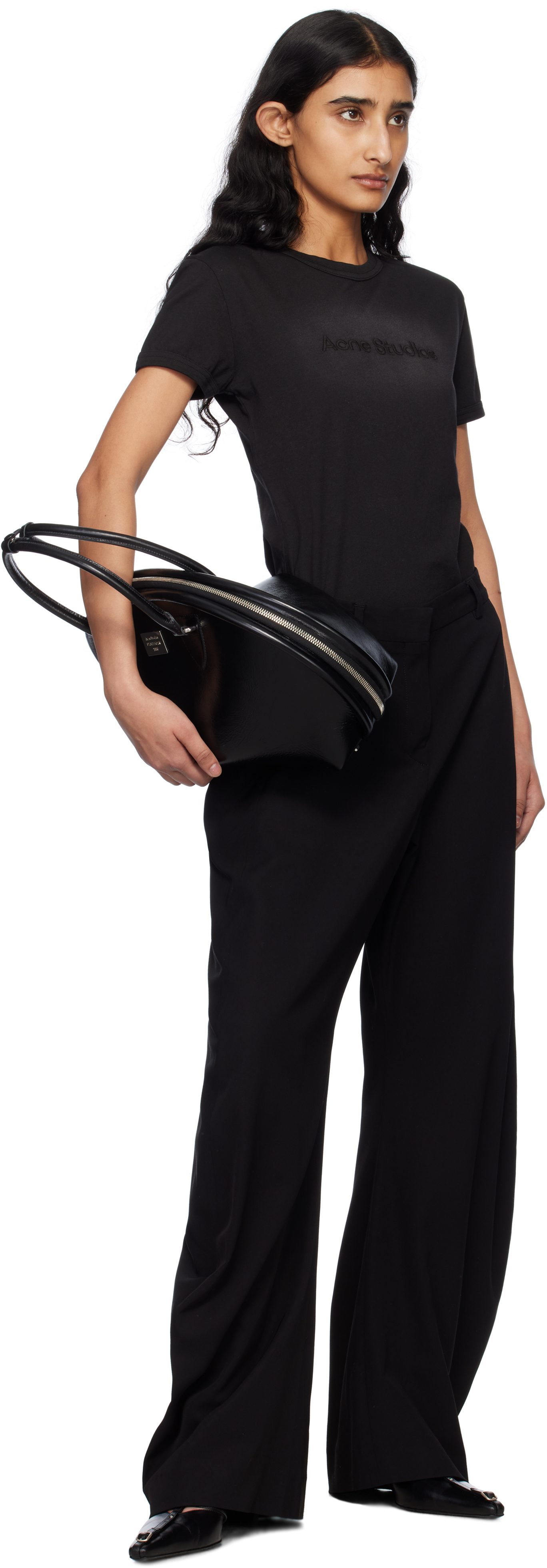 Acne Studios Black Bowlina Shoulder Bag In 900 Black