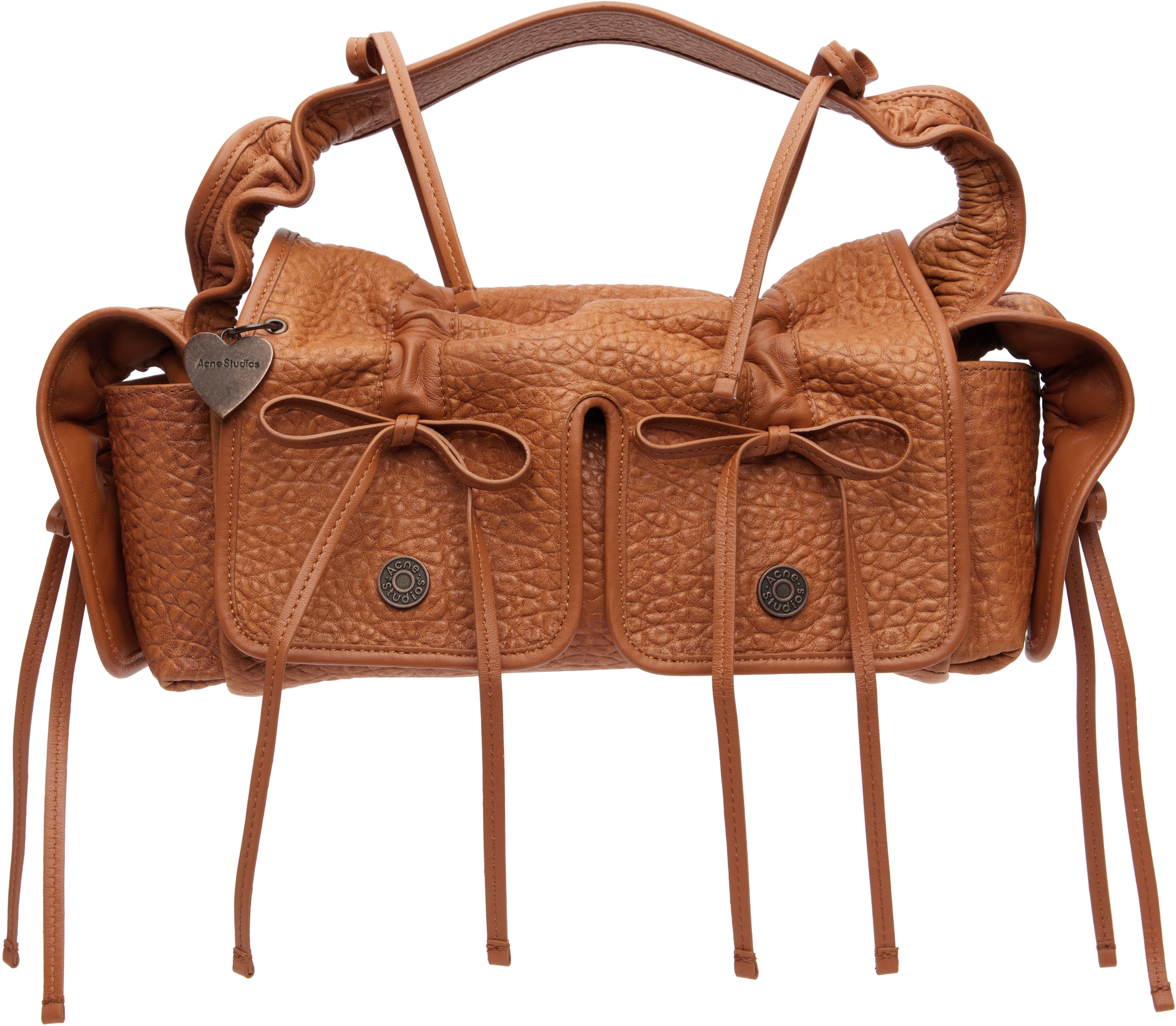 Tan Multipocket Grained Leather Bag