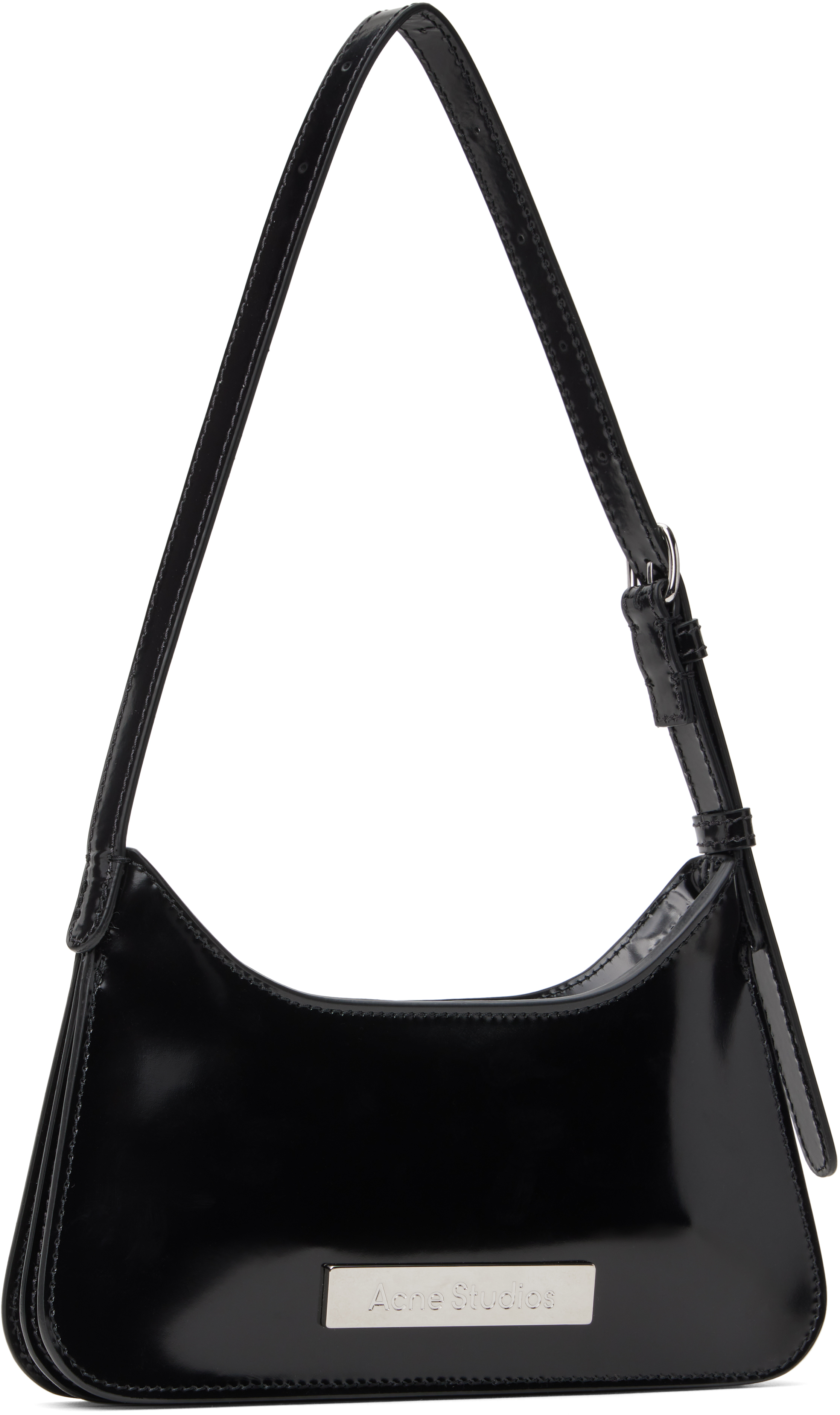 Acne Studios Micro Platt Abrasivato Shoulder Bag In 900 Black