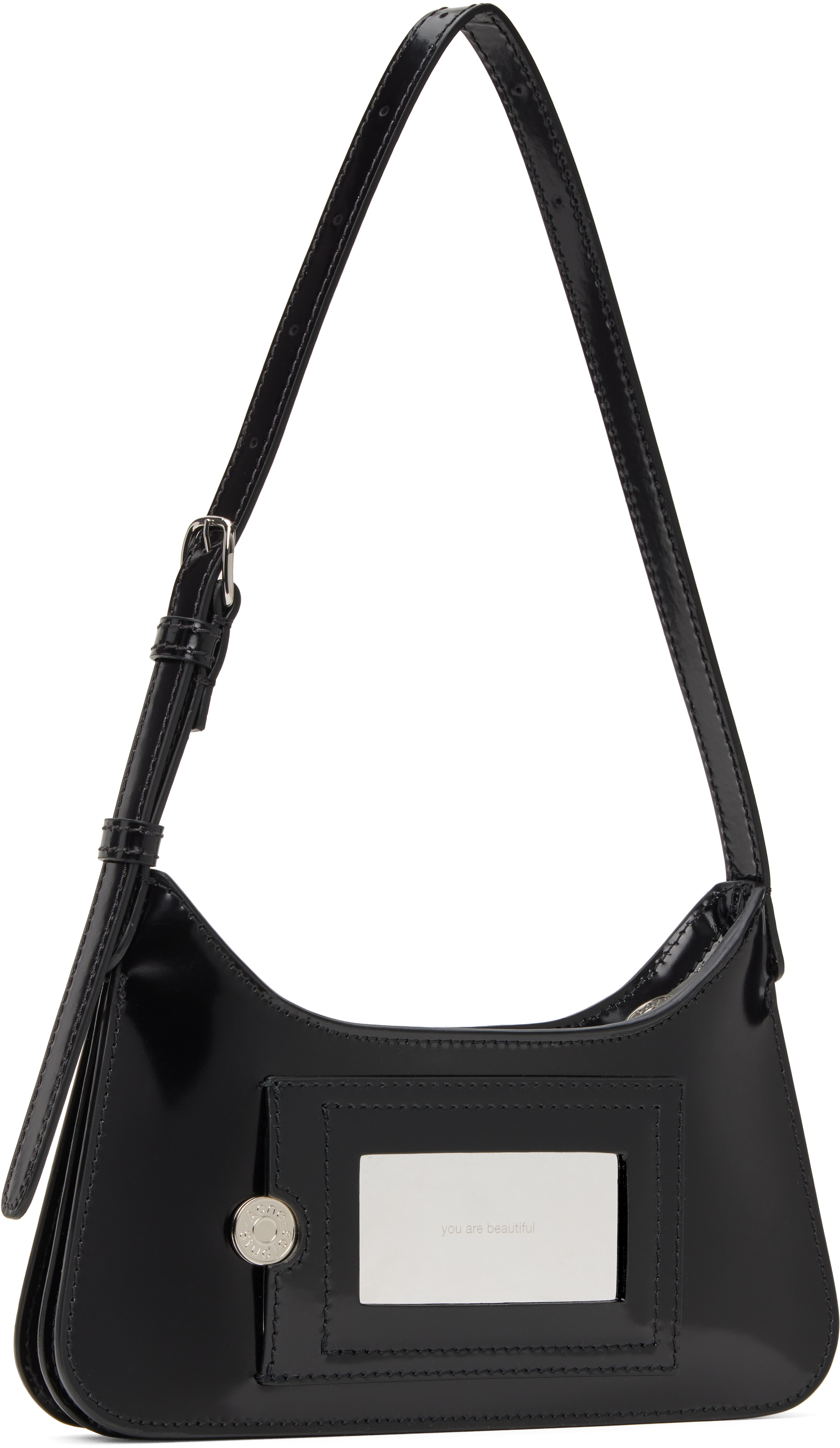 Acne Studios Micro Platt Abrasivato Shoulder Bag In 900 Black