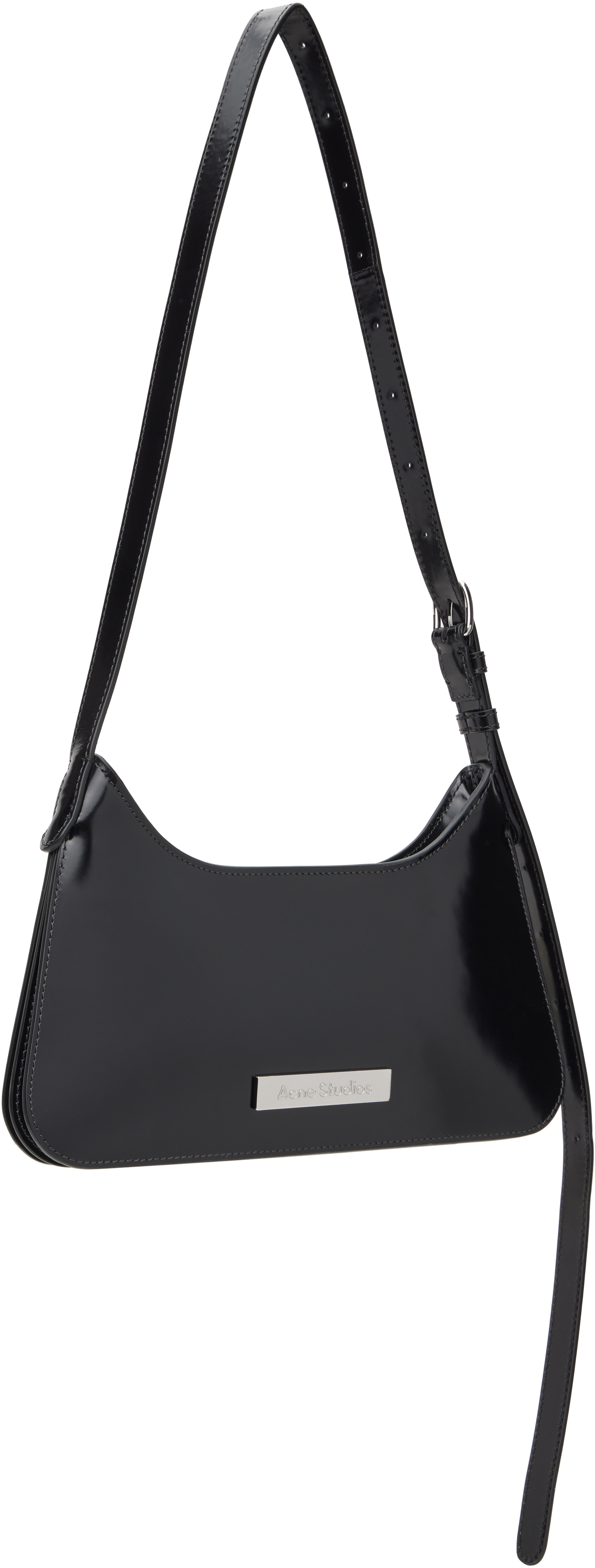 Acne Studios Black Shoulder Bag With Cracked Leather Finish In 900 Black