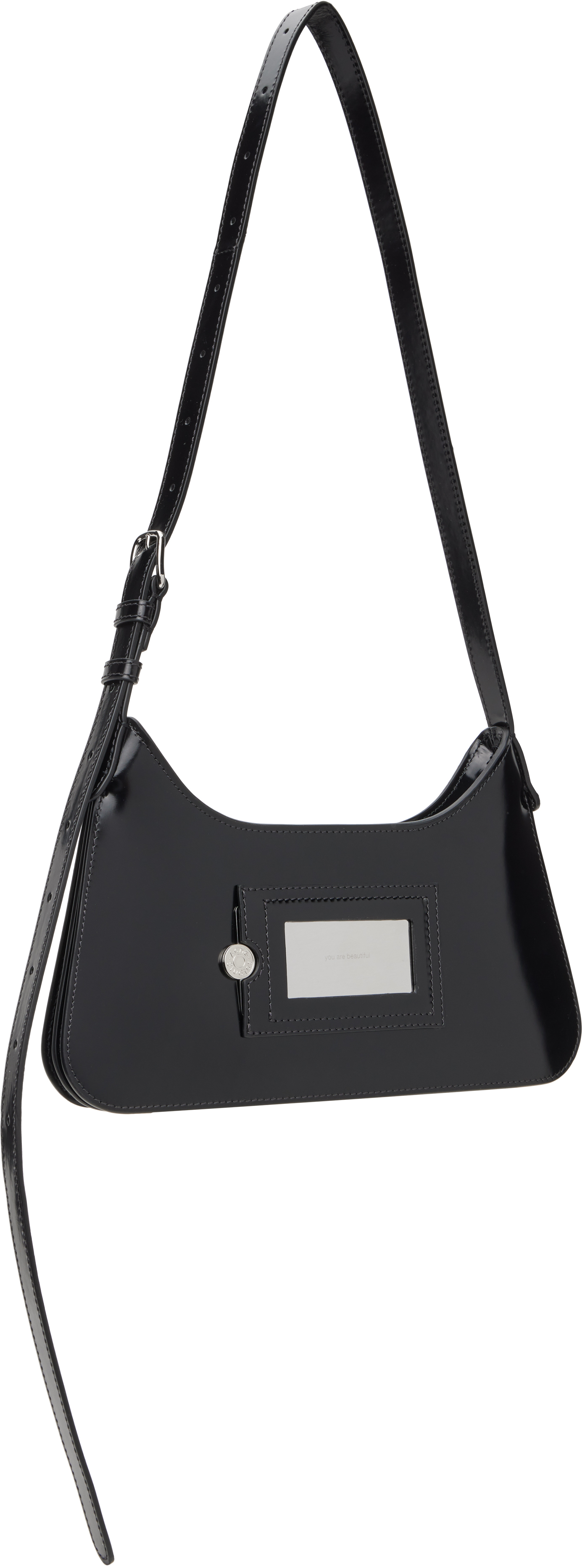 Acne Studios Black Shoulder Bag With Cracked Leather Finish In 900 Black