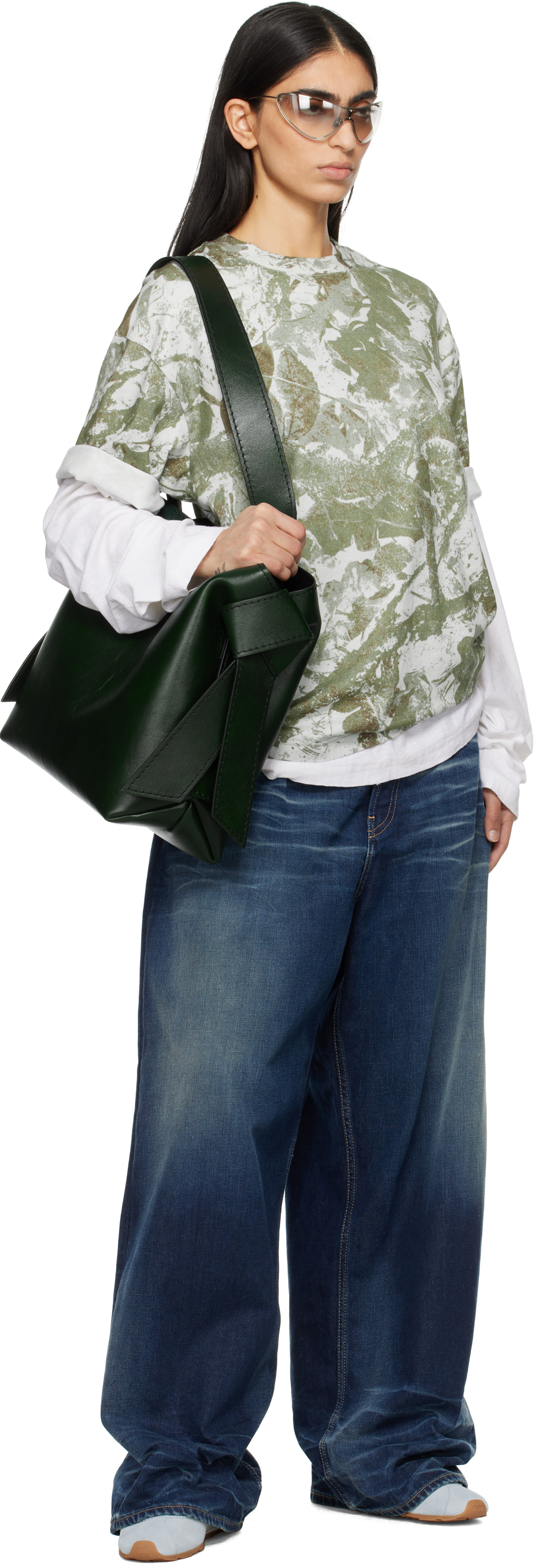 Acne Studios Green Musubi Midi Shoulder Bag In Ab7 Olive Green