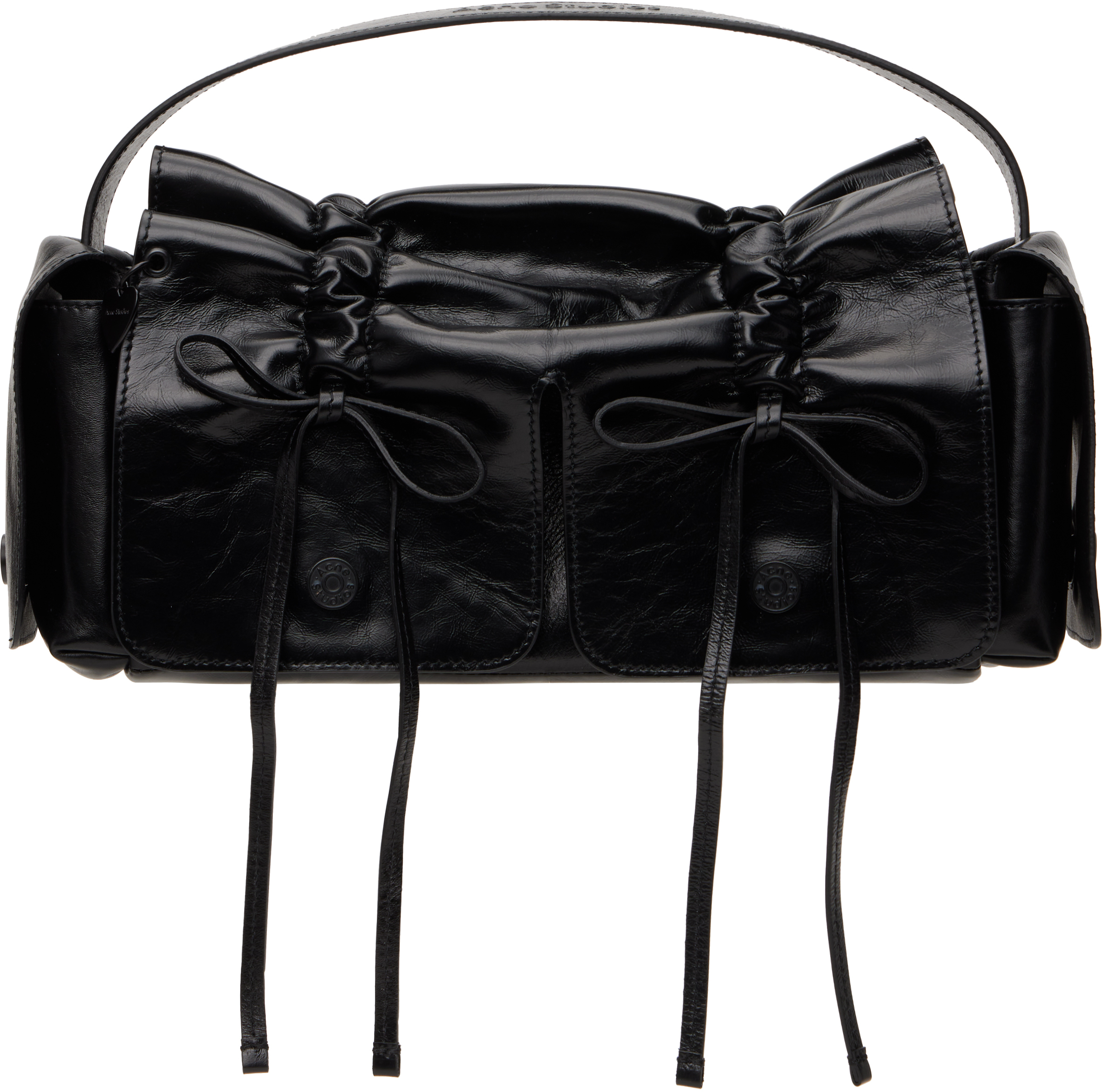 Acne Studios Bow-detail Leather Tote Bag In 900 Black