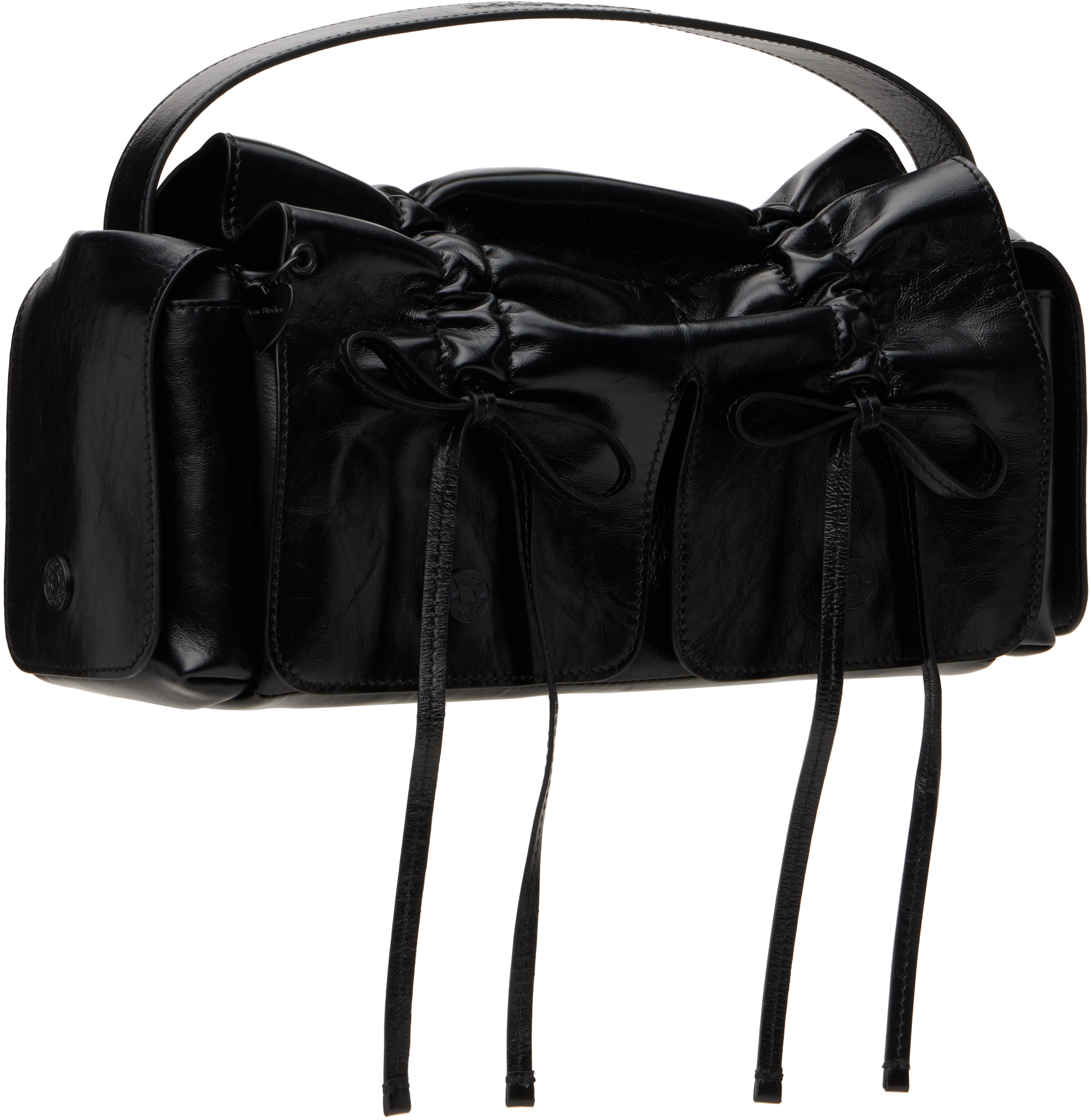 Acne Studios Bow-detail Leather Tote Bag In 900 Black