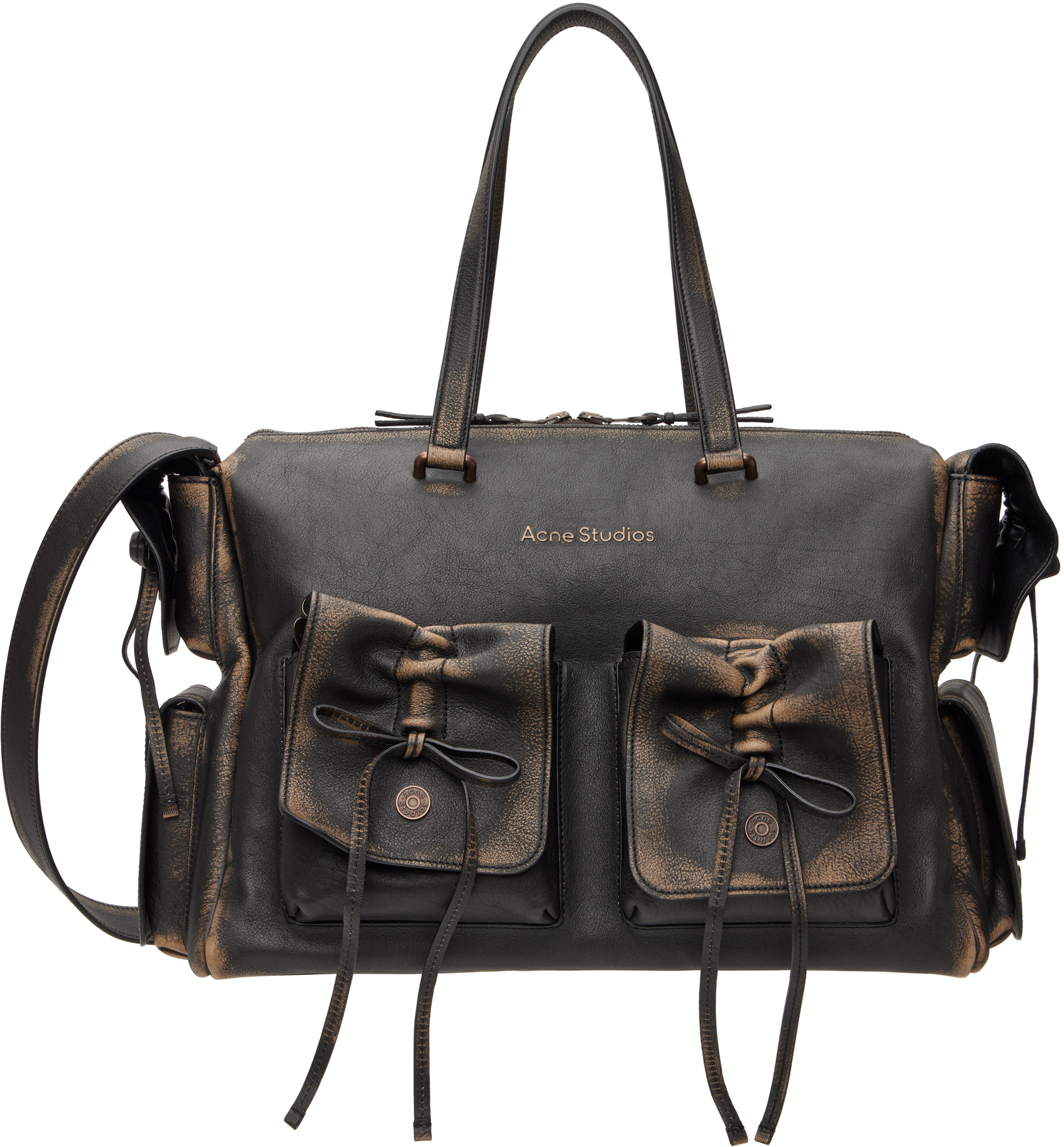 Acne Studios Multipocket Tote Bag In Aip Dark Brown/beige