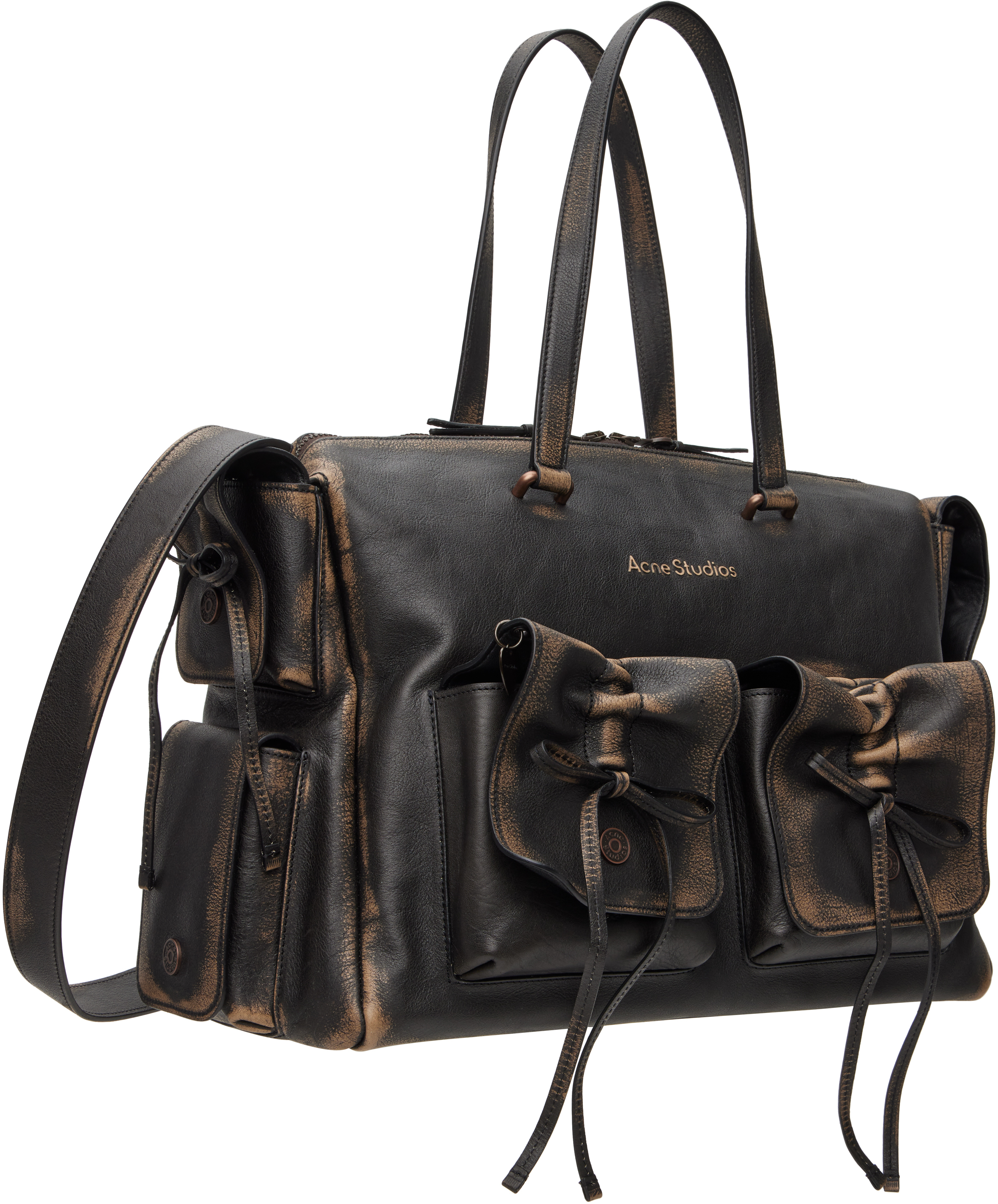Acne Studios Multipocket Tote Bag In Aip Dark Brown/beige