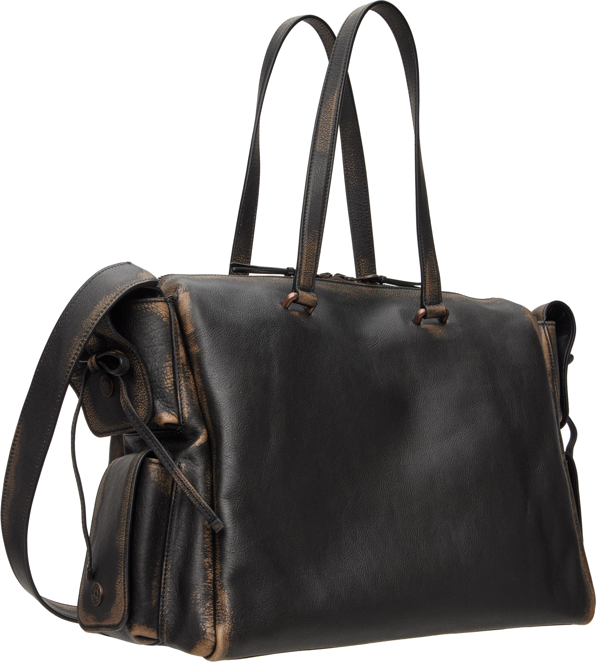 Acne Studios Multipocket Tote Bag In Aip Dark Brown/beige