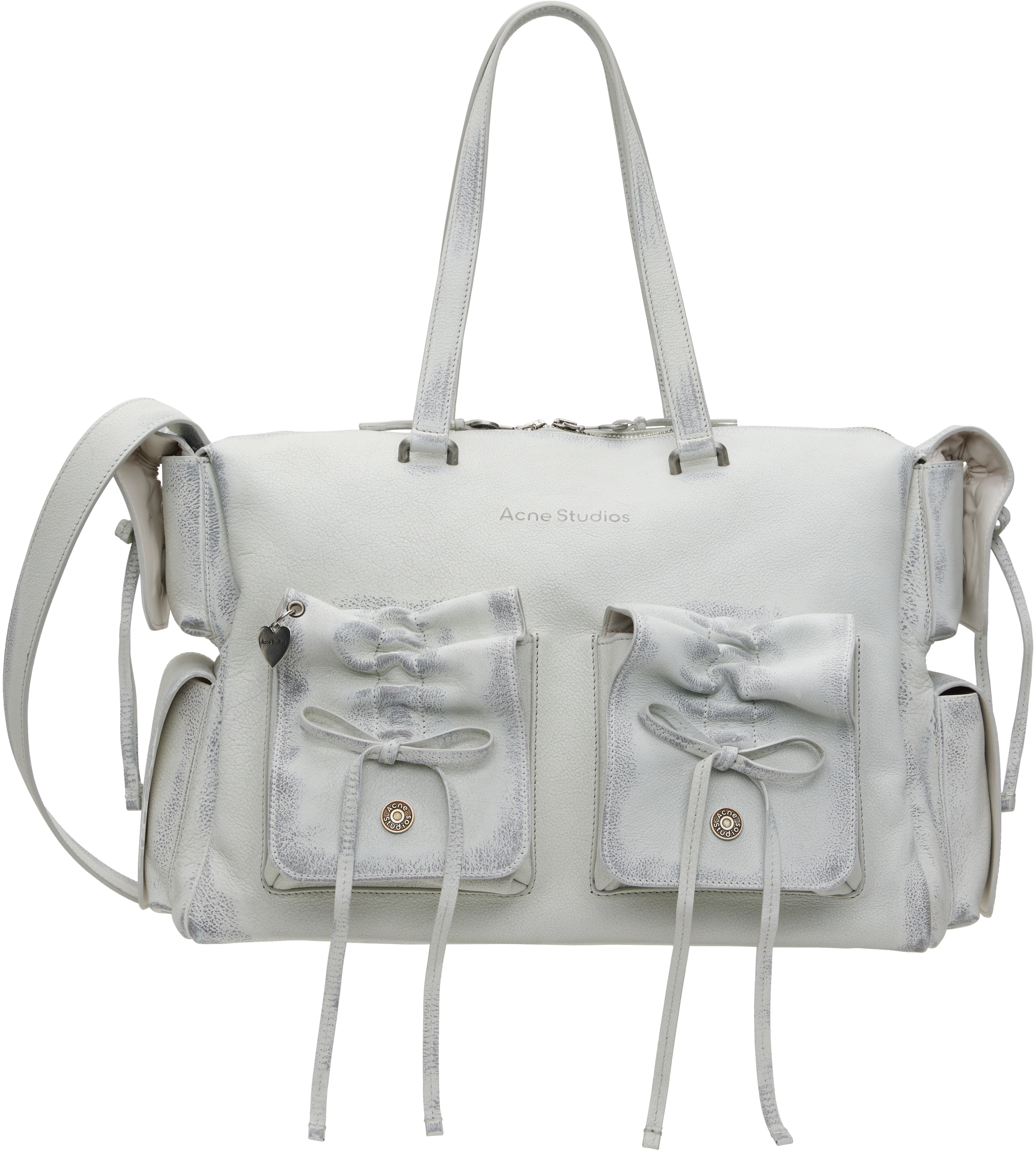 Shop Acne Studios White & Gray Multipocket Tote In Ahx White/grey