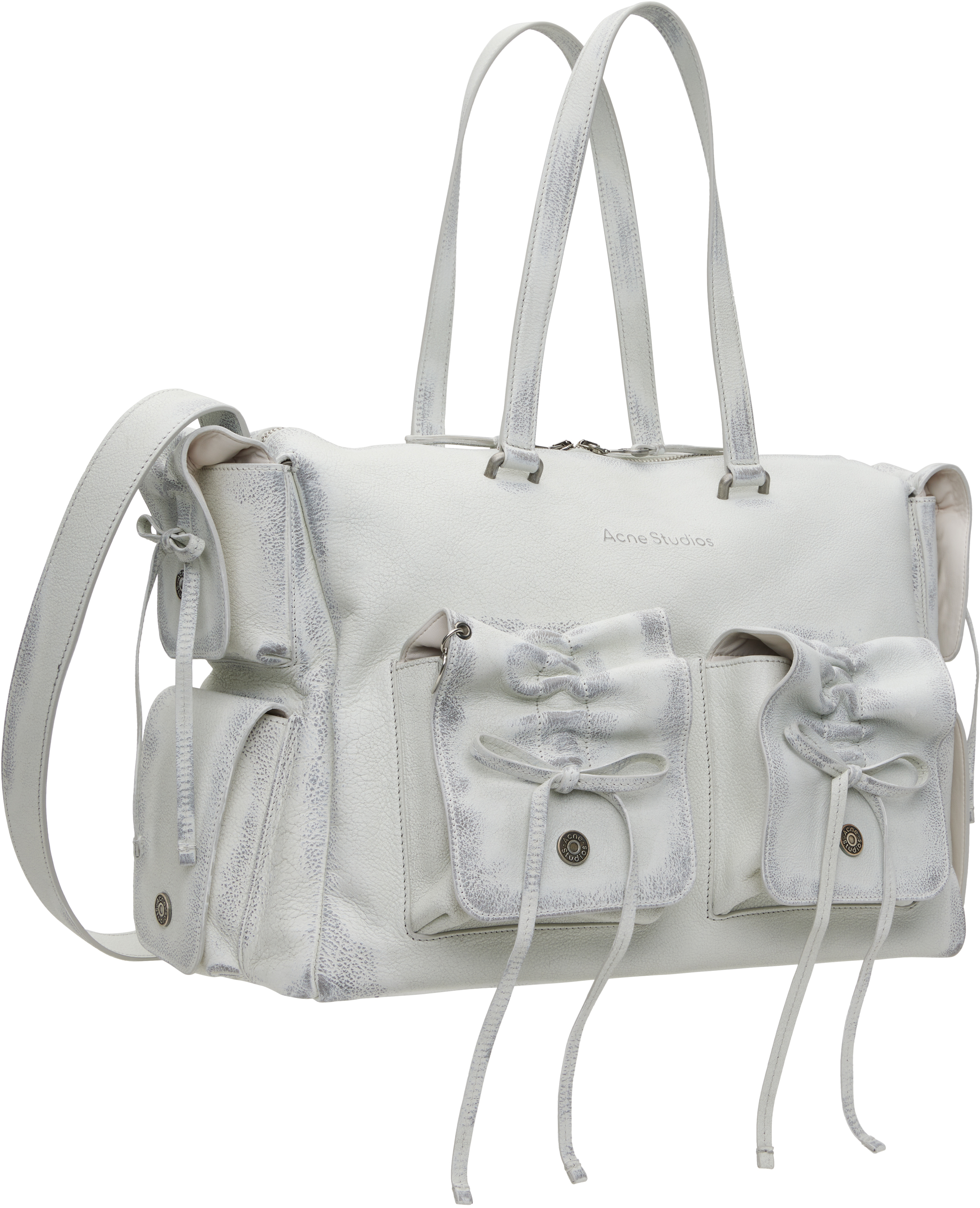 Shop Acne Studios White & Gray Multipocket Tote In Ahx White/grey