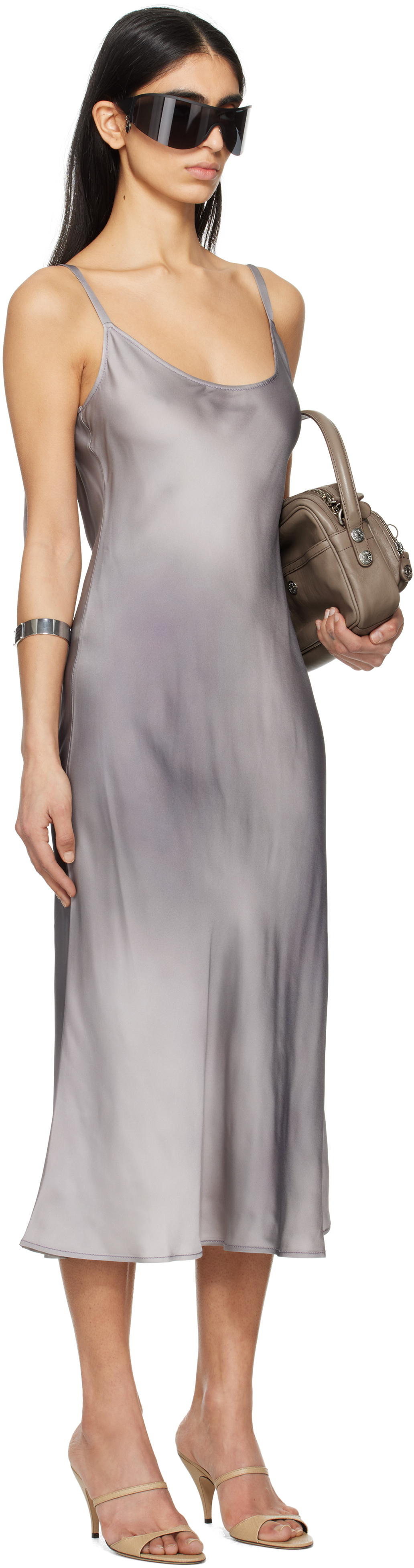 Acne Studios Faded-effect Midi Dress In Bq9 Multi Grey