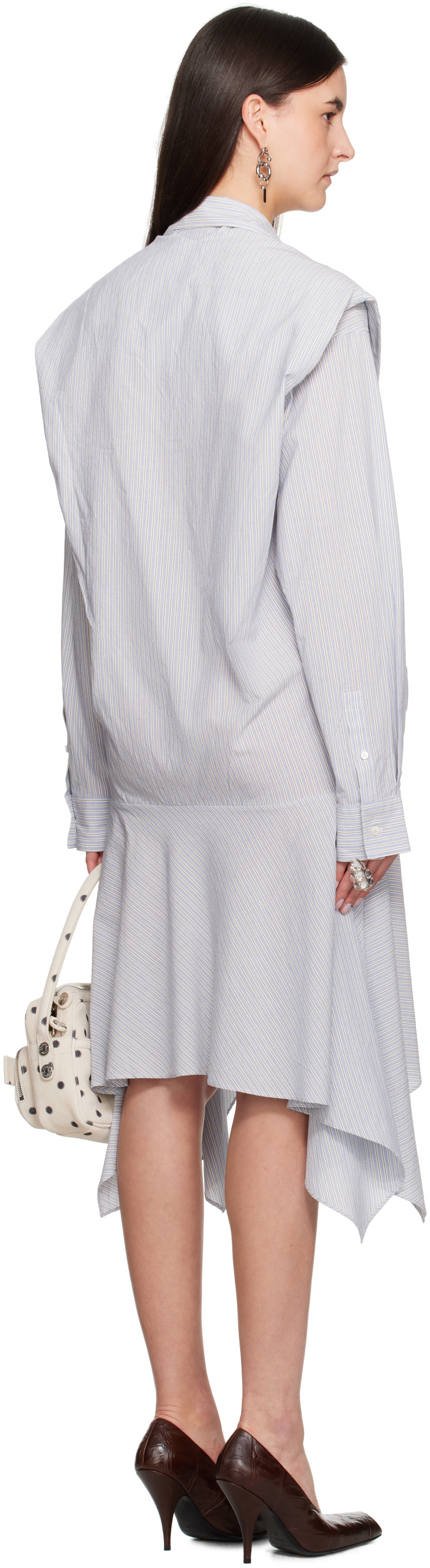 Acne Studios Layered Striped Shirt Dress In Af2 Blue/white