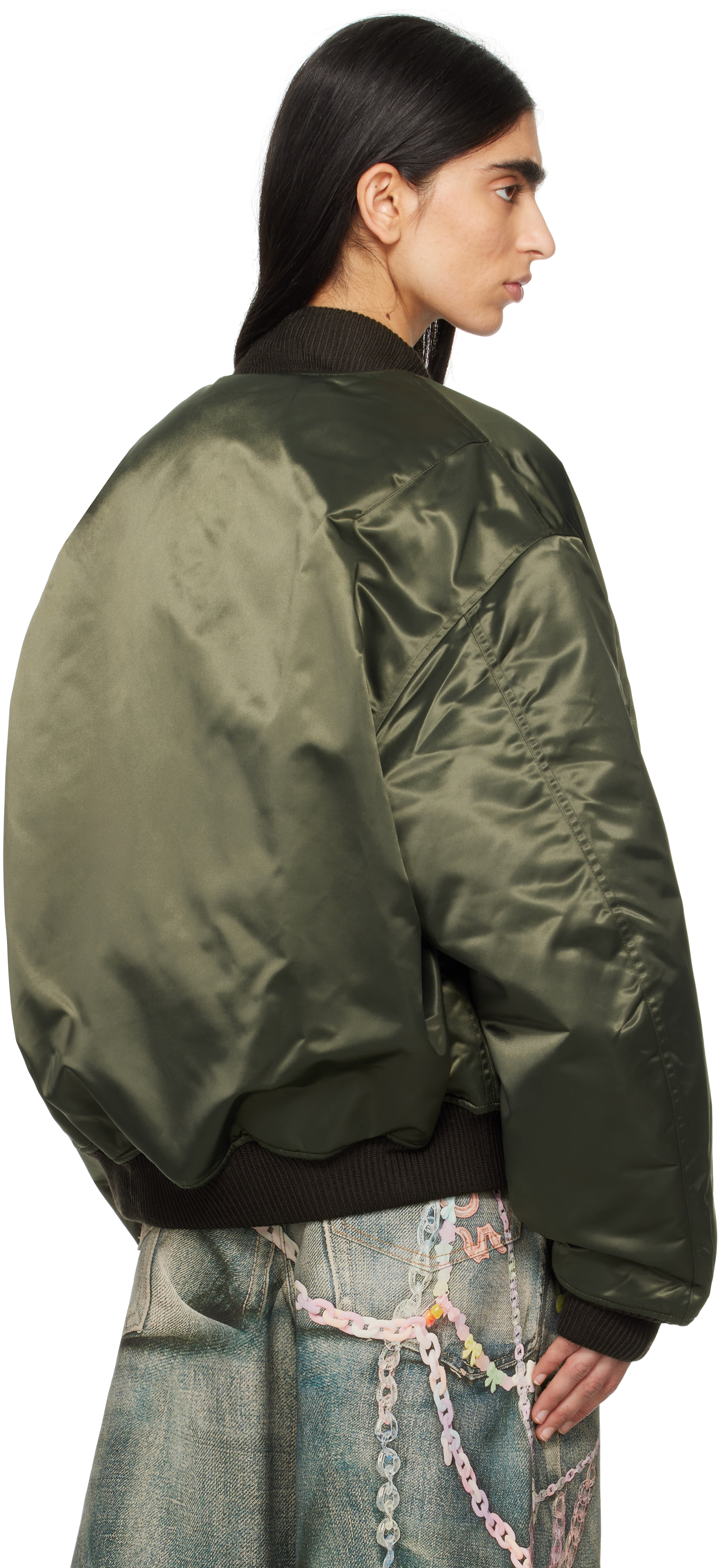 Acne Studios Green Logogram Bomber Jaket In Bgu Military Green