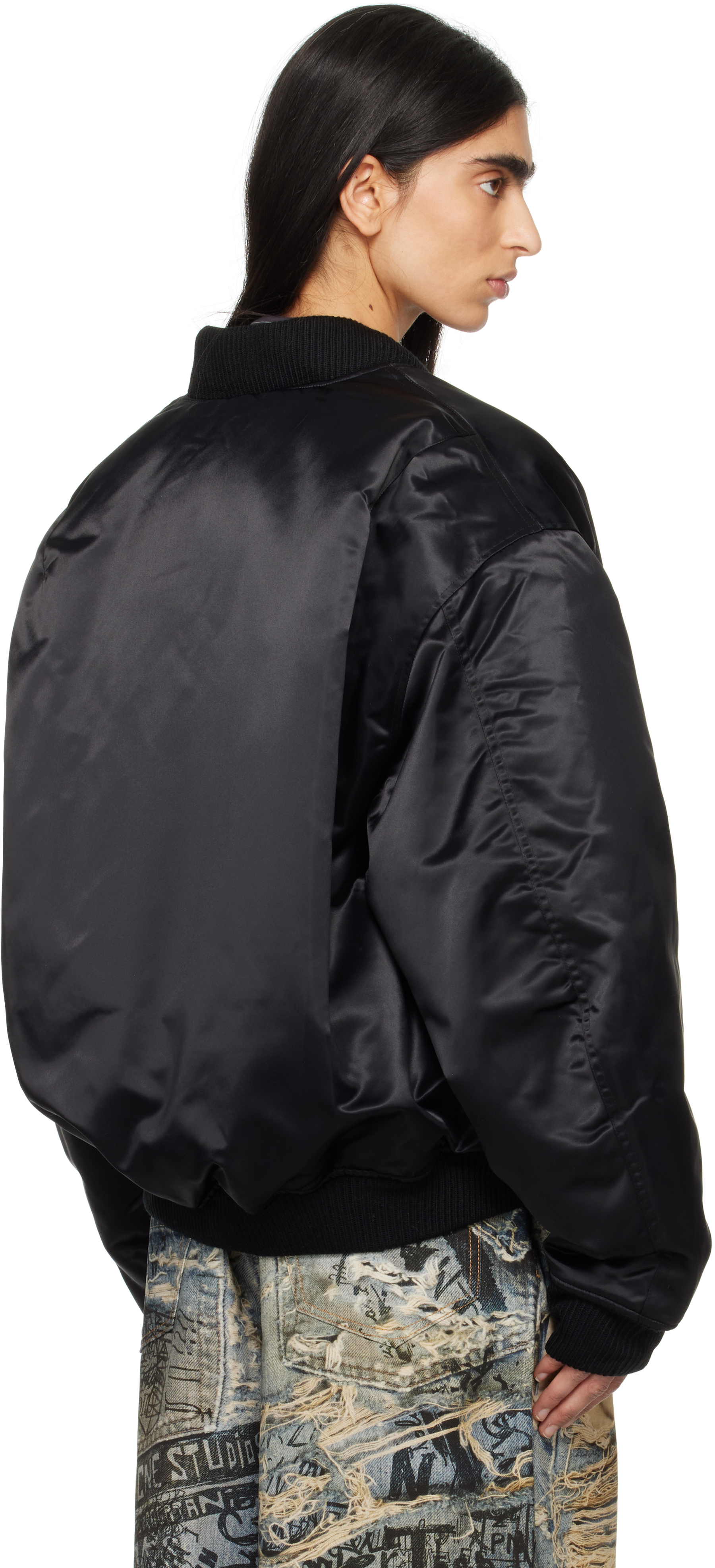 Acne Studios Black Logogram Bomber Jacket In 900 Black