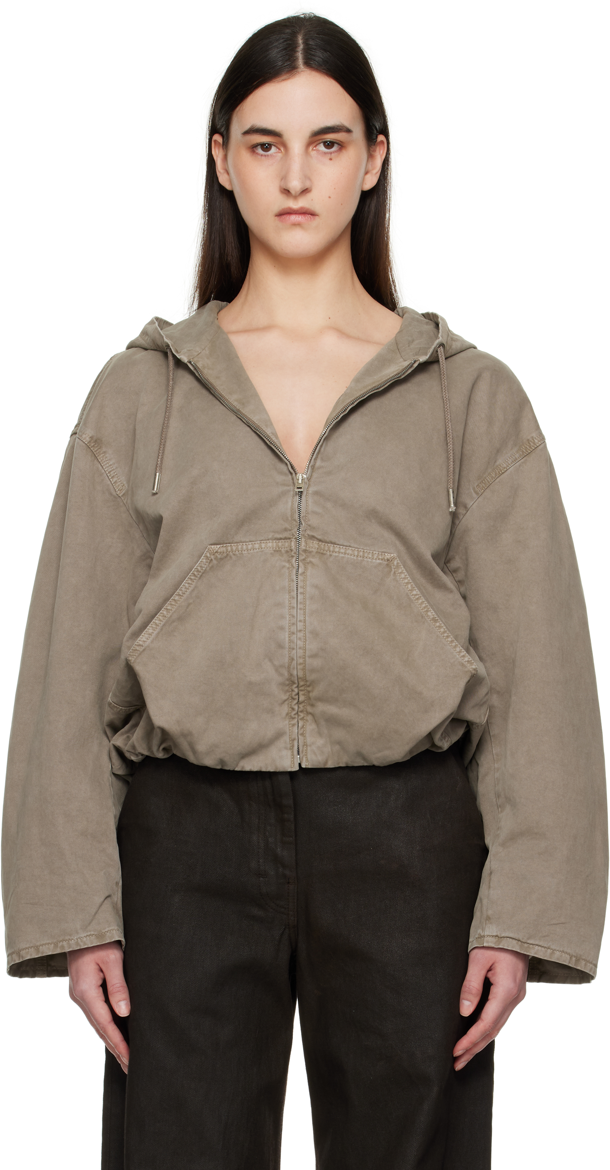 Gray Heavy Twill Bomber Jacket
