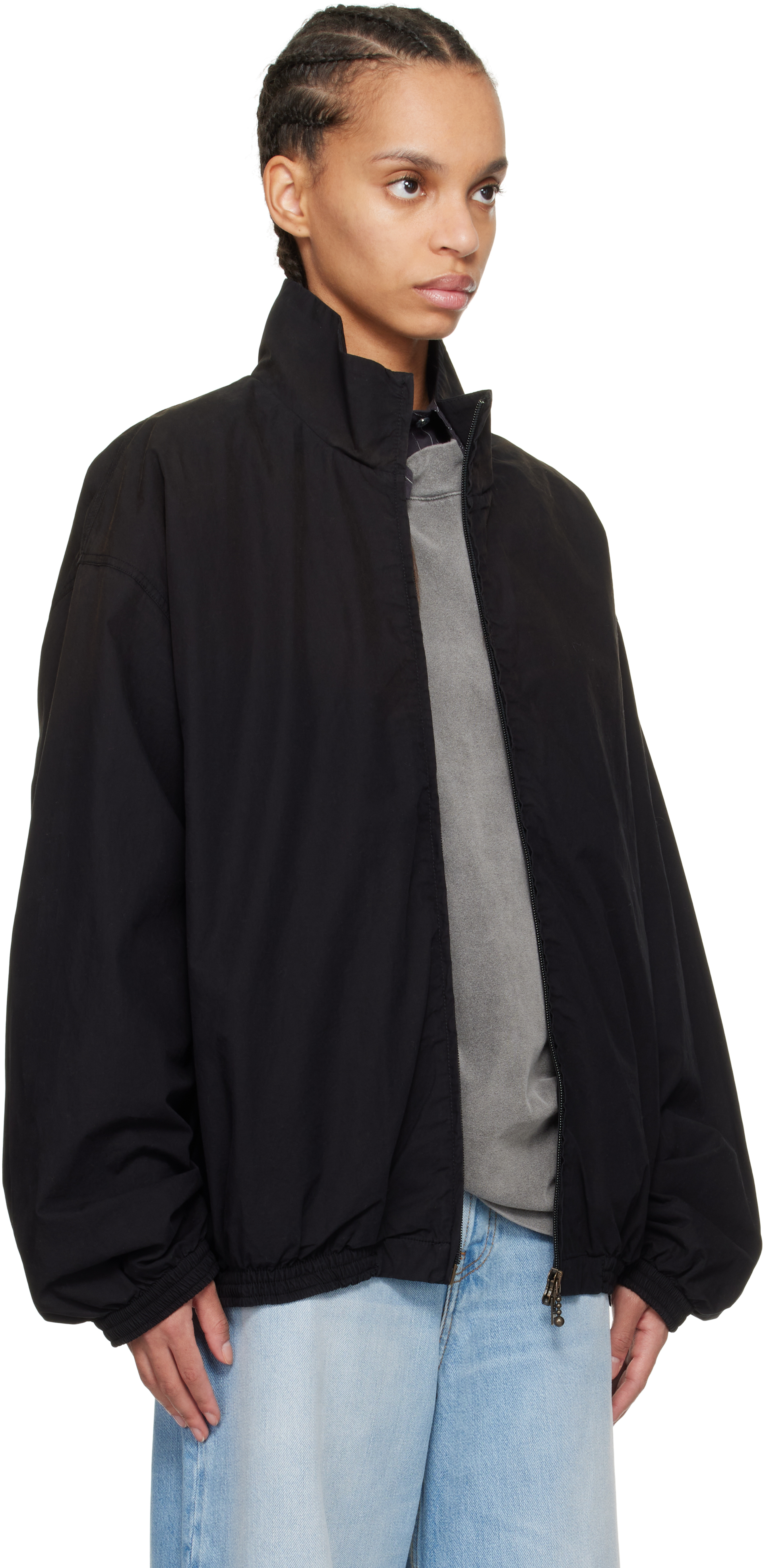 Acne Studios Black Logo Zipper Jacket In 900 Black