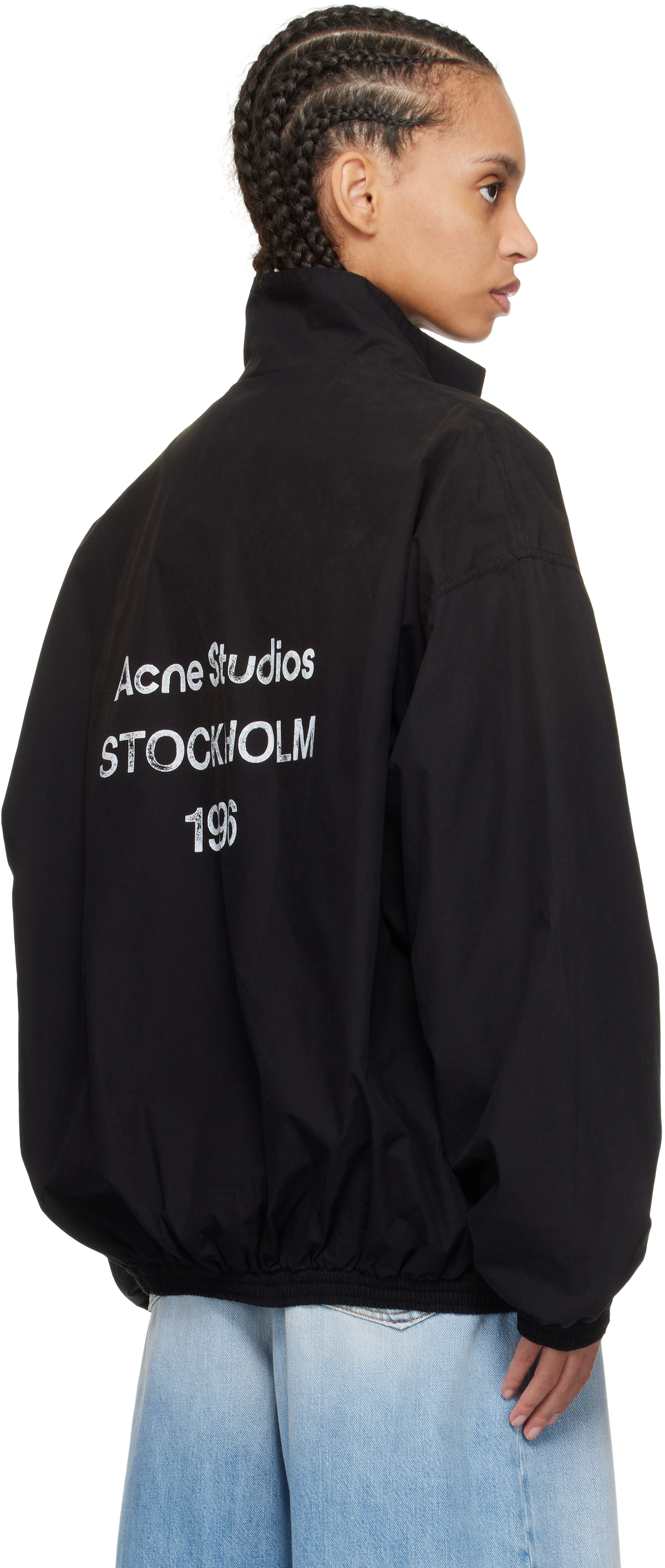 Acne Studios Black Logo Zipper Jacket In 900 Black