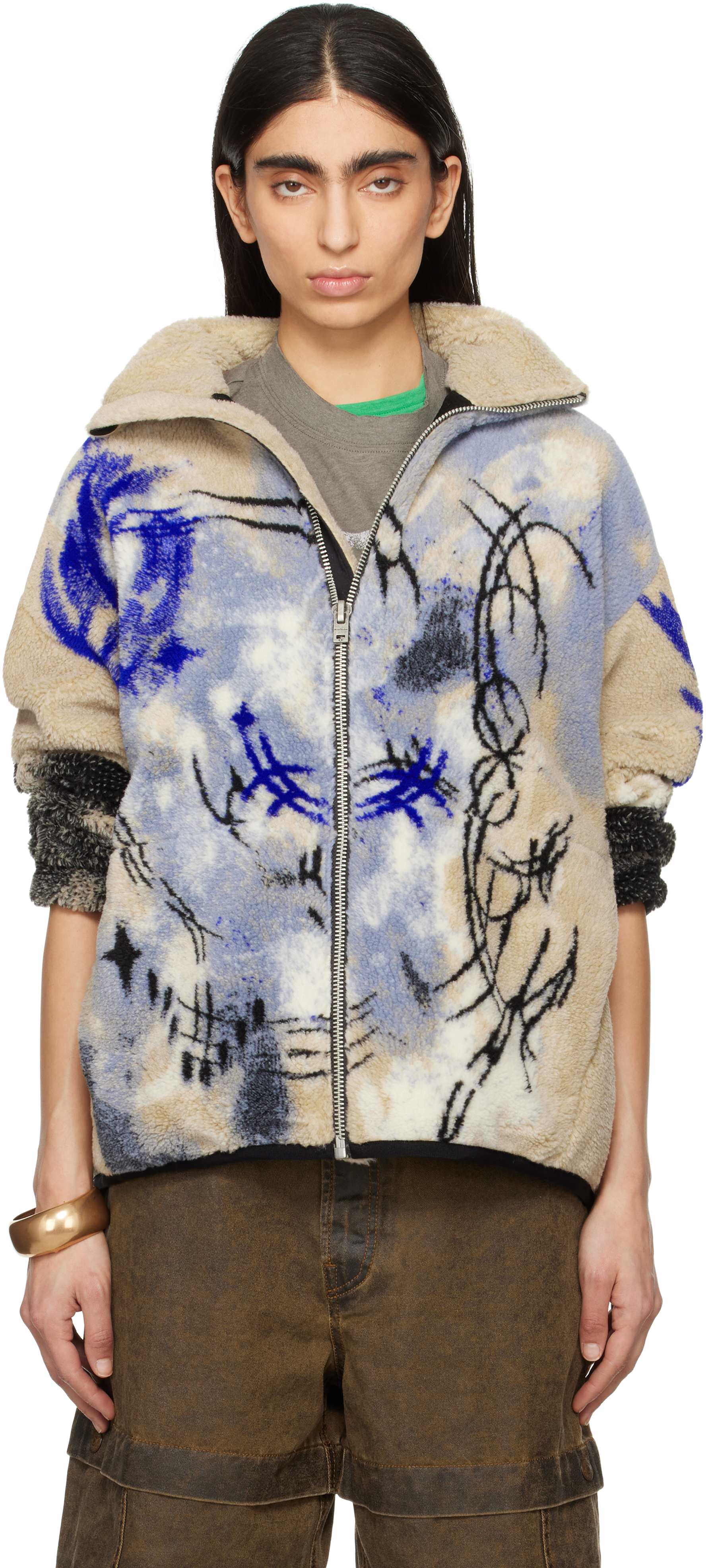 ACNE STUDIOS BEIGE TEDDY JACQUARD JACKET