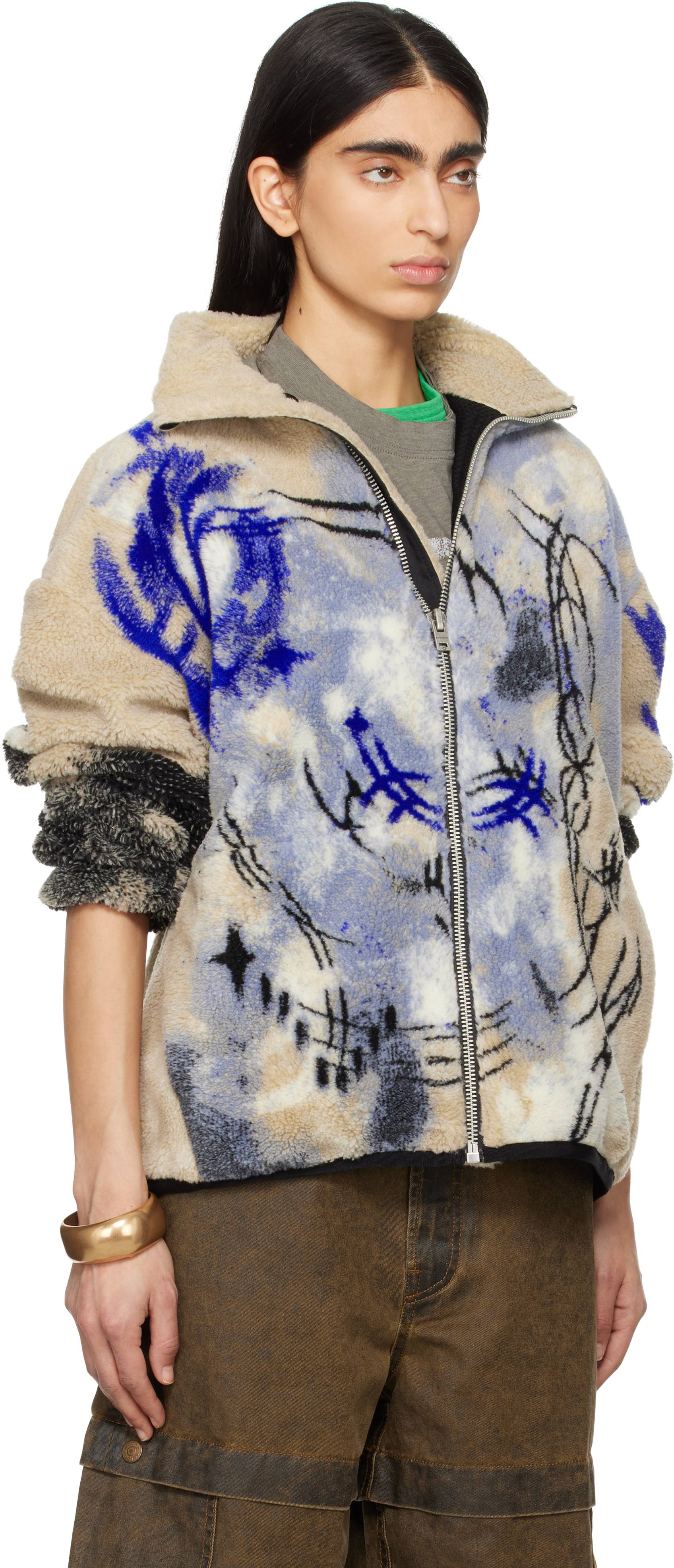 ACNE STUDIOS BEIGE TEDDY JACQUARD JACKET