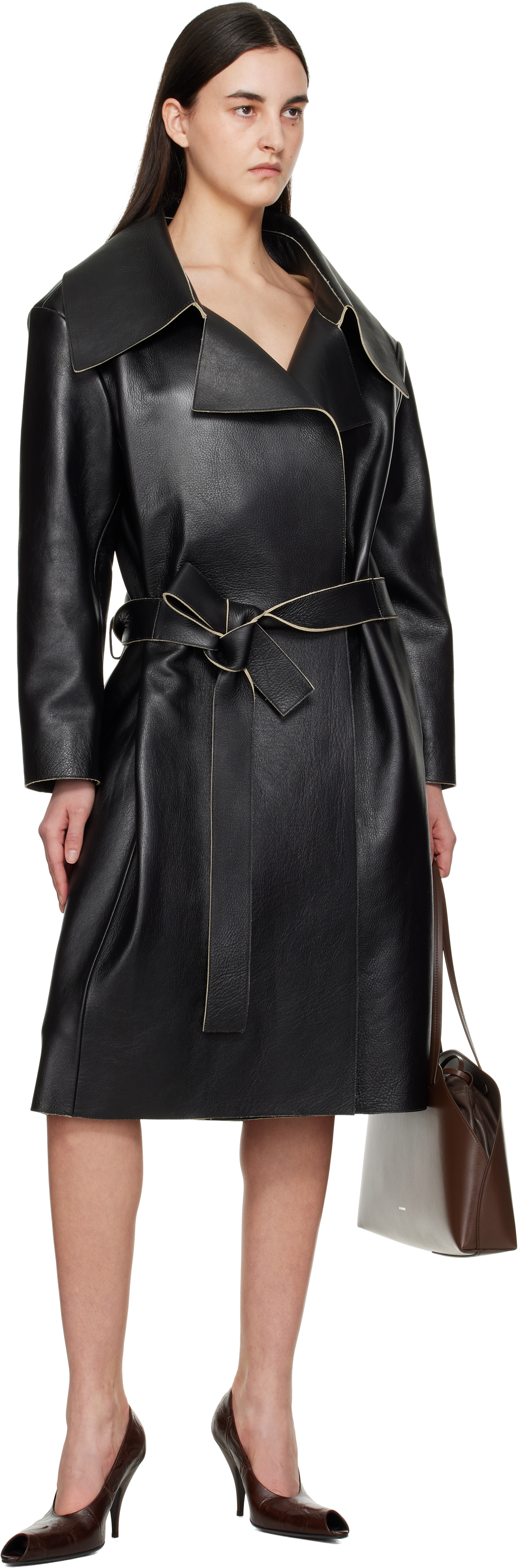 Acne Studios Black Double-breasted Leather Jacket In 900 Black