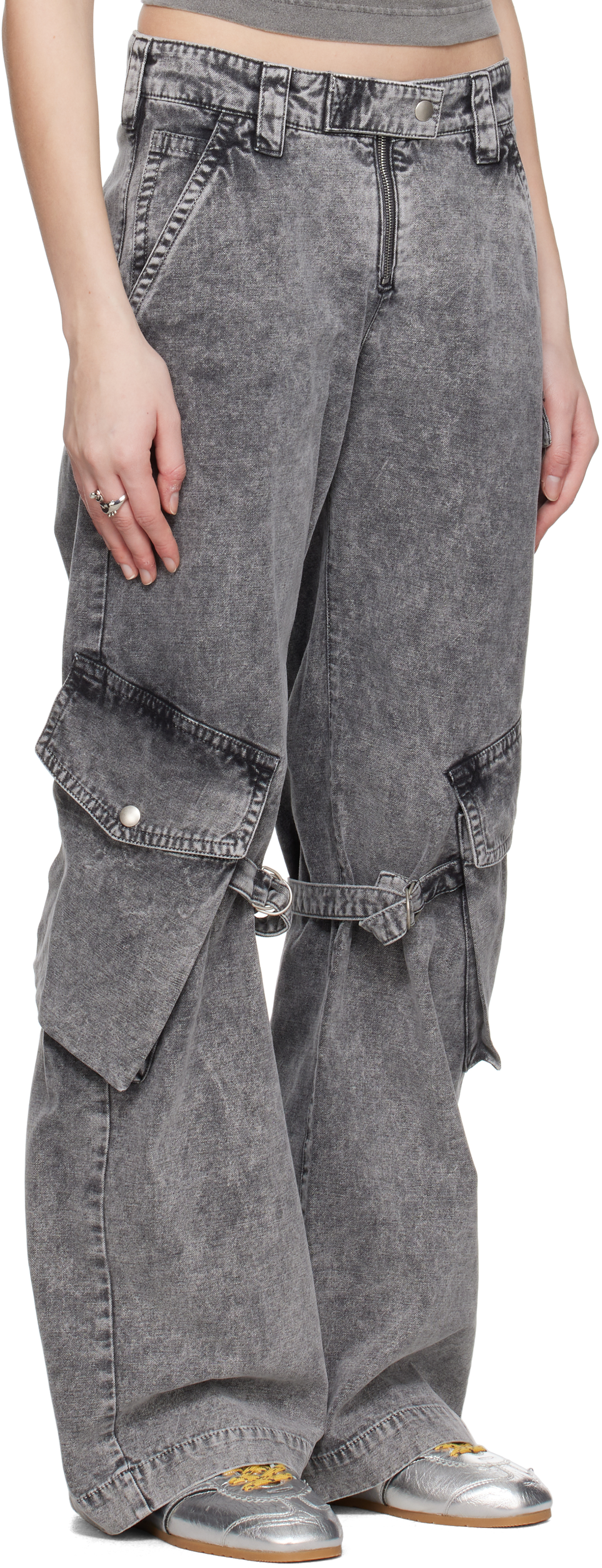 Acne Studios Mid-rise Cotton Canvas Cargo Pants In Dbh Washed Anthracit