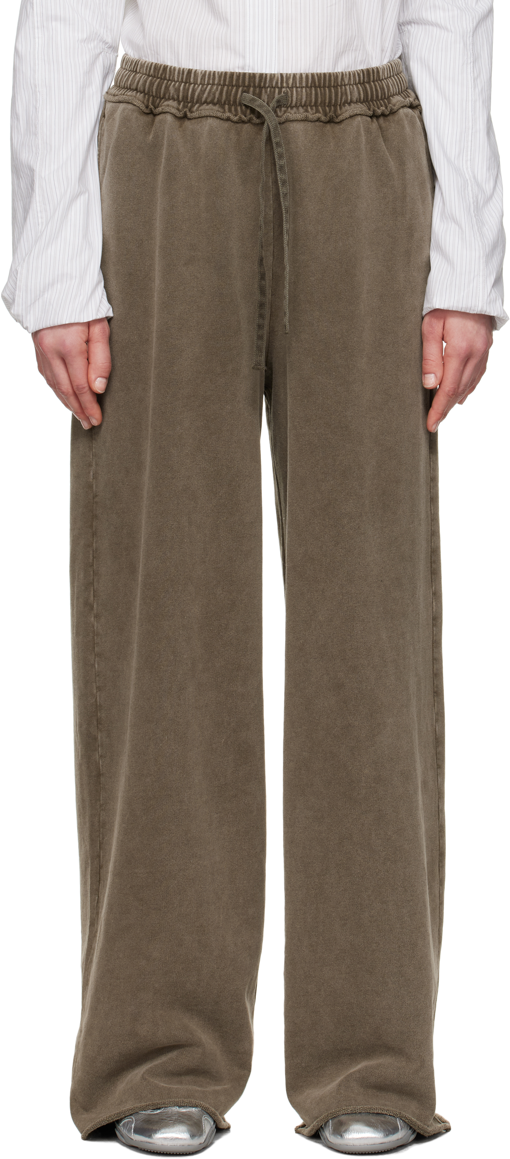 Brown Embroidered Logo Lounge Pants
